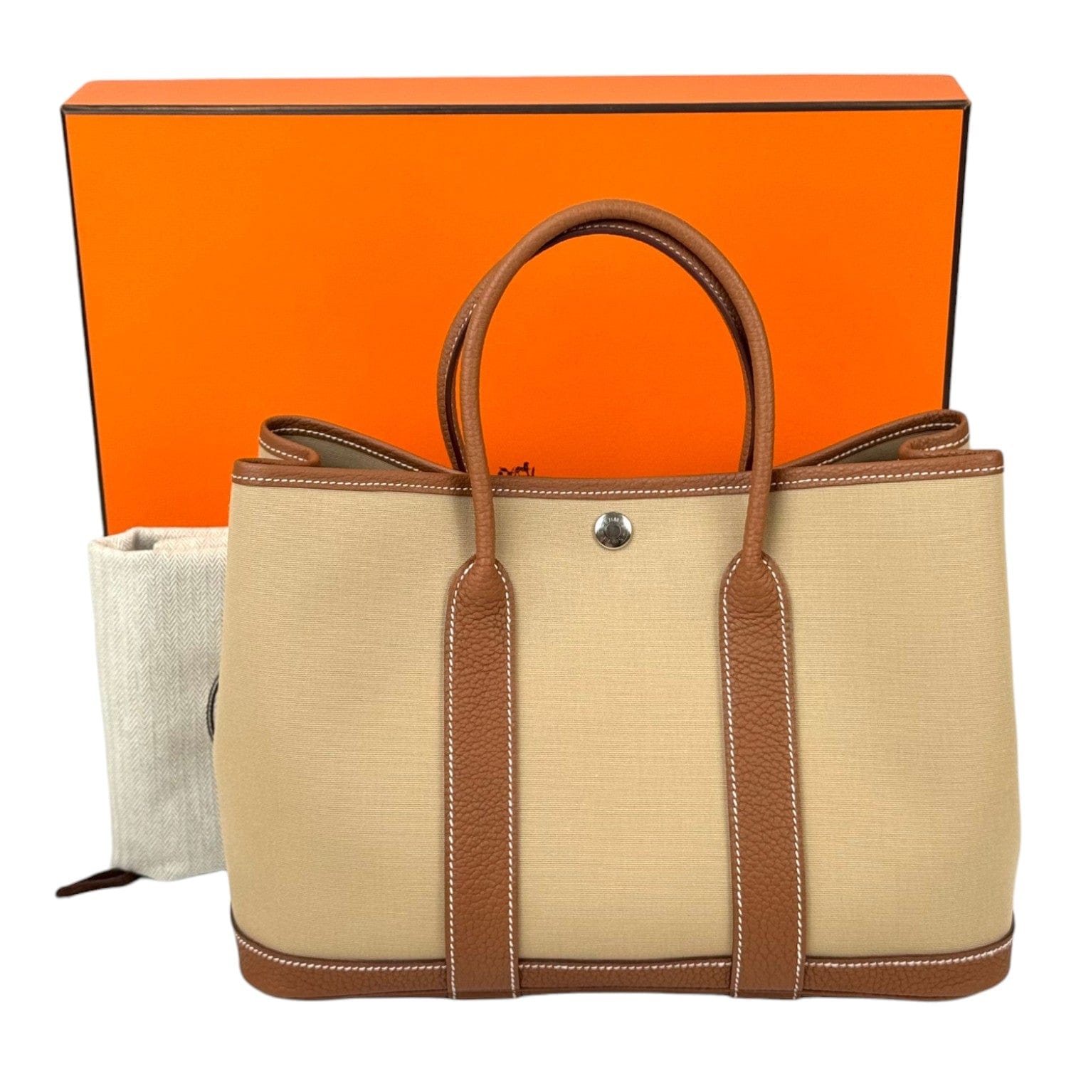 Luxury Promise Hermes Garden Party 30cm Bag Canvas Trench Gold