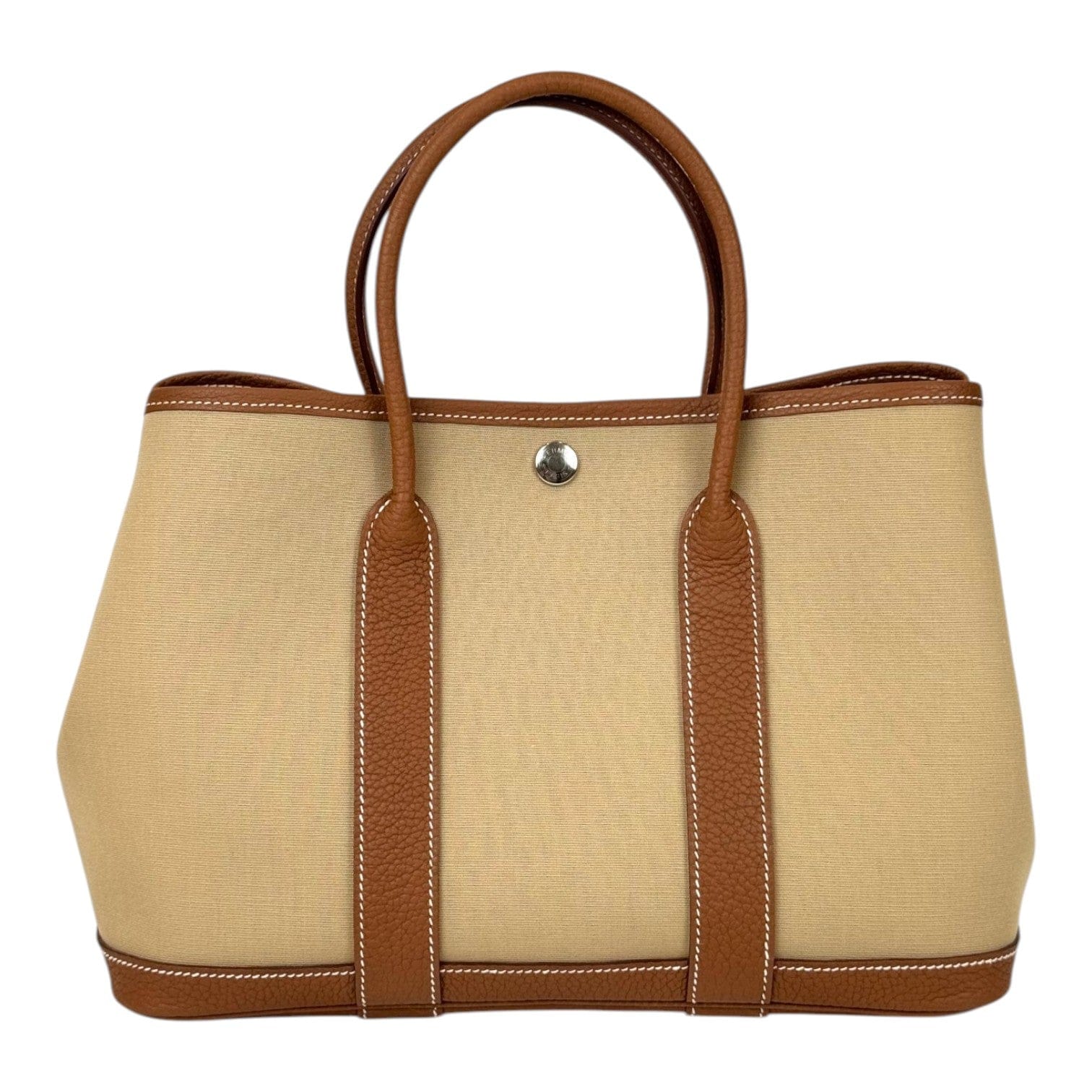 Luxury Promise Hermes Garden Party 30cm Bag Canvas Trench Gold