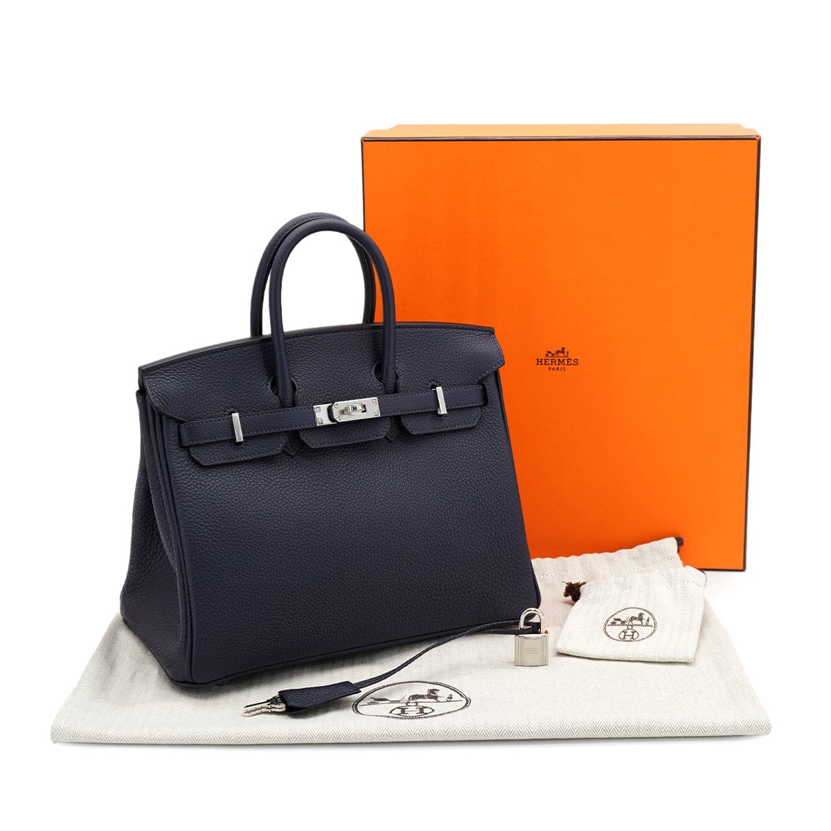 LUXURY PROMISE HERMES BIRKIN 25 BLUE NUIT TOGO HAND BAG 2026 G STAMP PALLADIUM HARDWARE 90326666