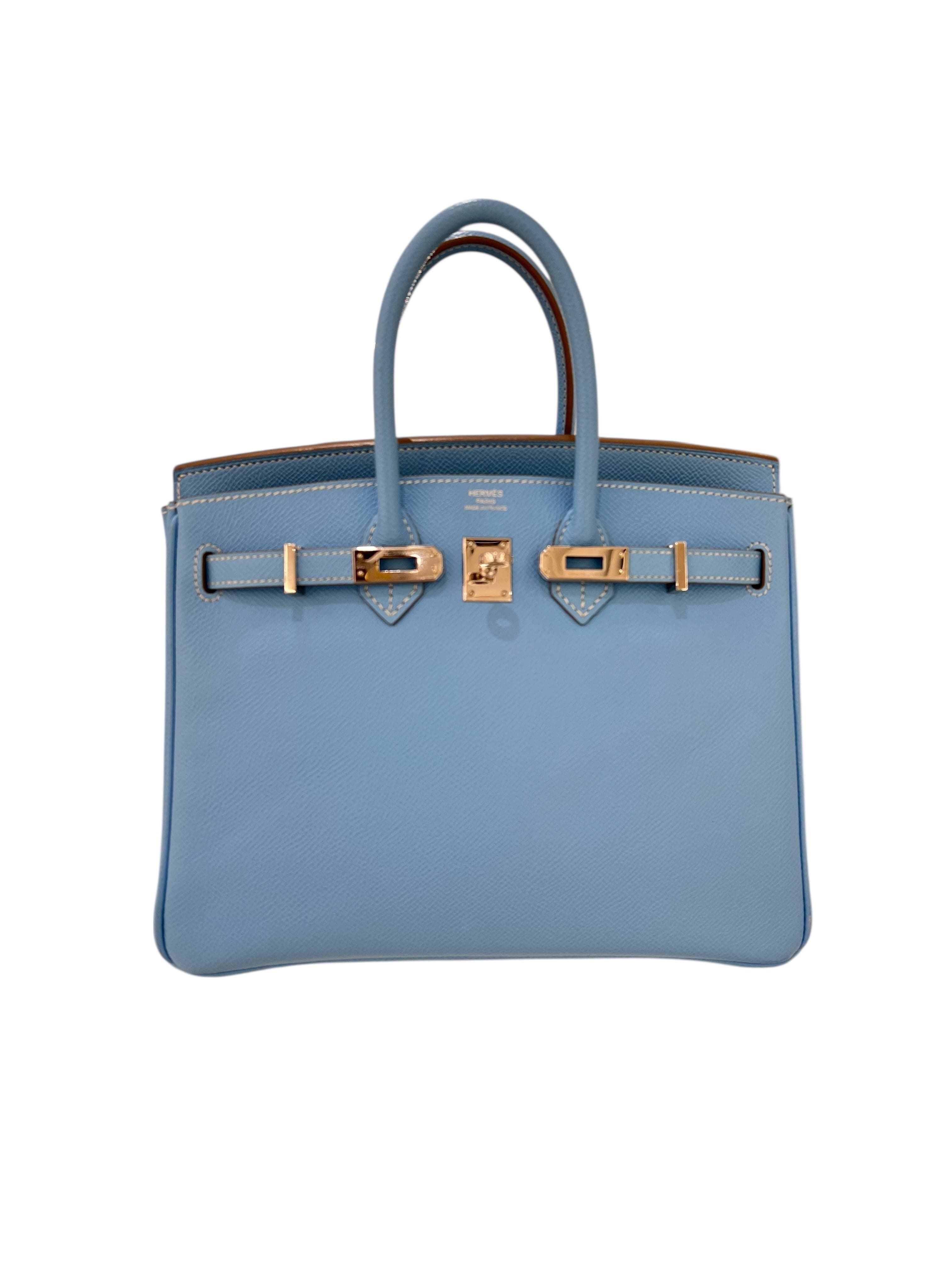 Luxury Promise Hermes Birkin 25 Candy Blue Celeste Epsom PHW SYCYB1031