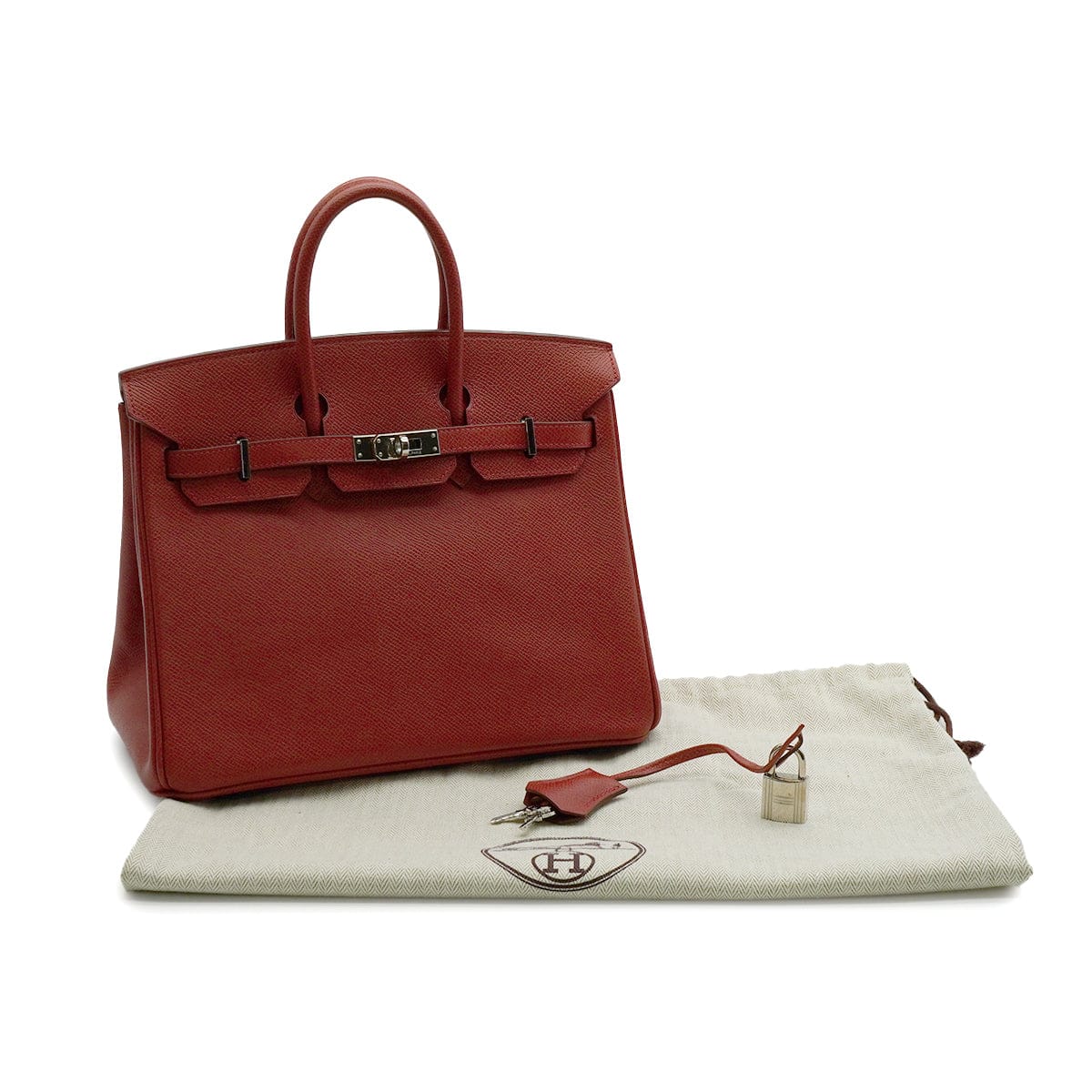 LUXURY PROMISE HERMES BIRKIN 25 SIENNE VEAU EPSOM HAND BAG 2009 SQUARE M PALLADIUM HARDWARE 90342406