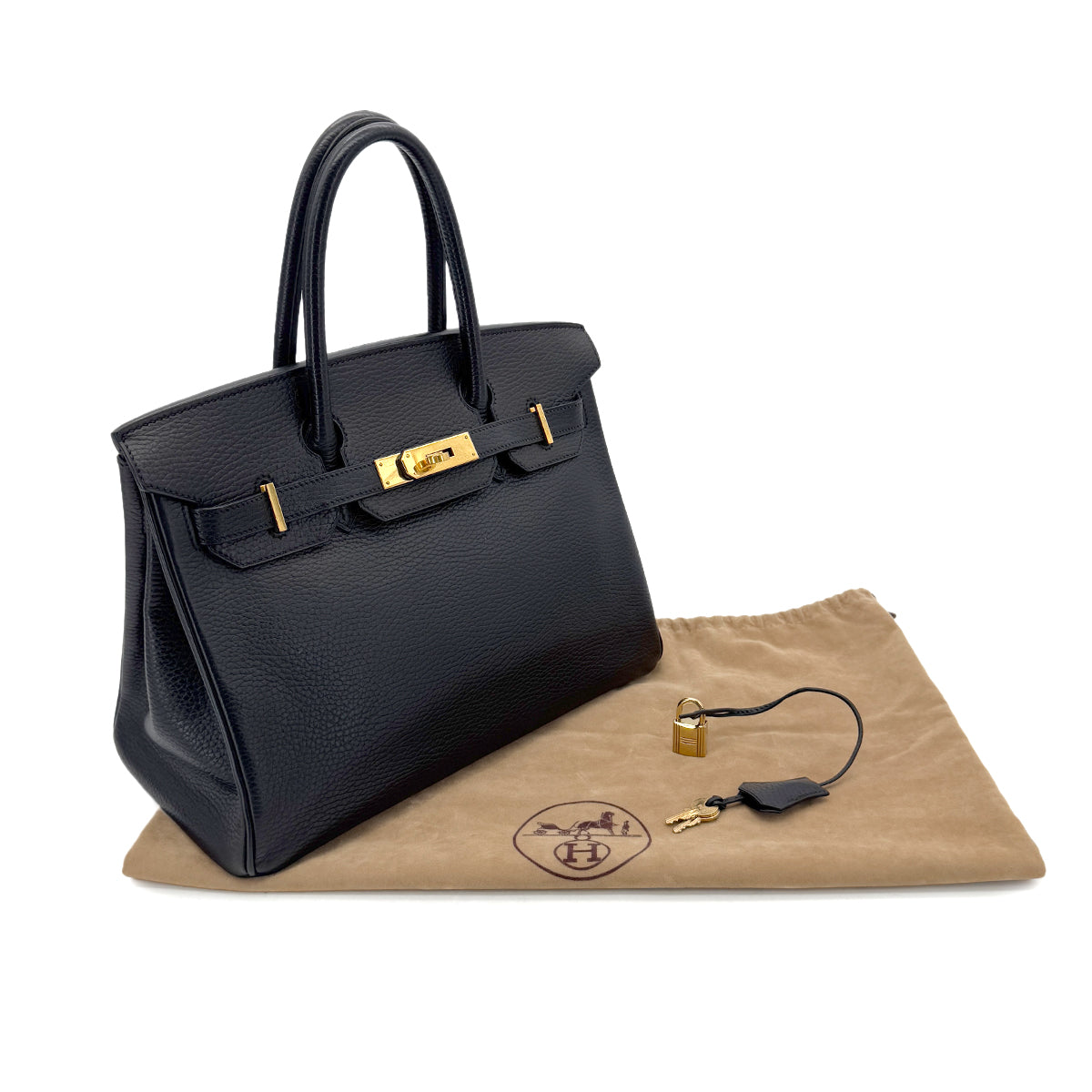 LUXURY PROMISE HERMES BIRKIN 30 BLACK ARDENNES HAND BAG □G GHW 90288494