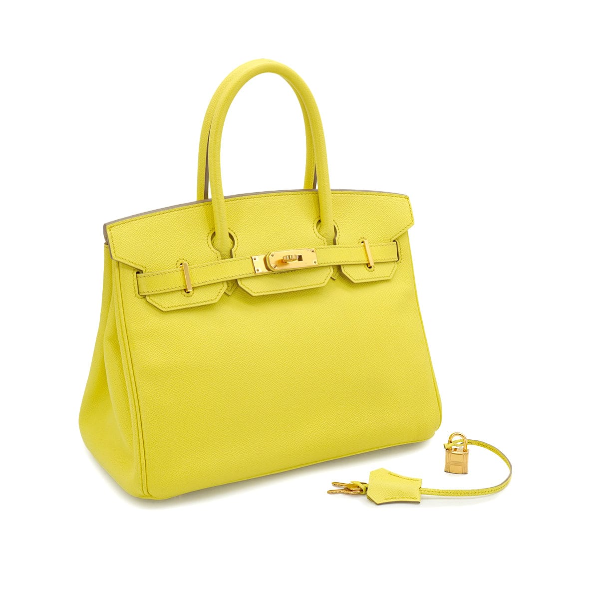 LUXURY PROMISE HERMES BIRKIN 30 LIME VEAU EPSOM HAND BAG 2011 SQUARE O GOLD HARDWARE 90339827
