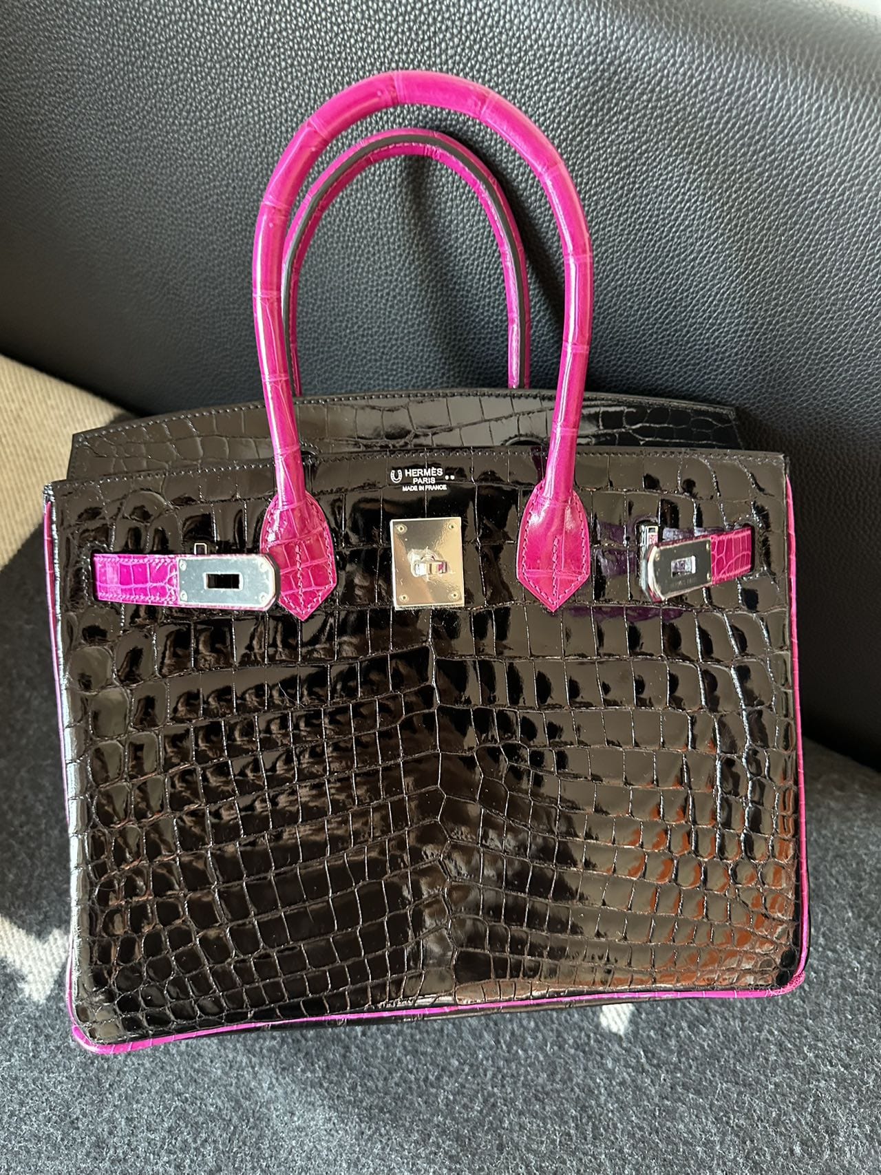 LUXURY PROMISE Hermès Birkin 30 Touch Black & J5 Shiny Crocodile Skin Palladium Hardware