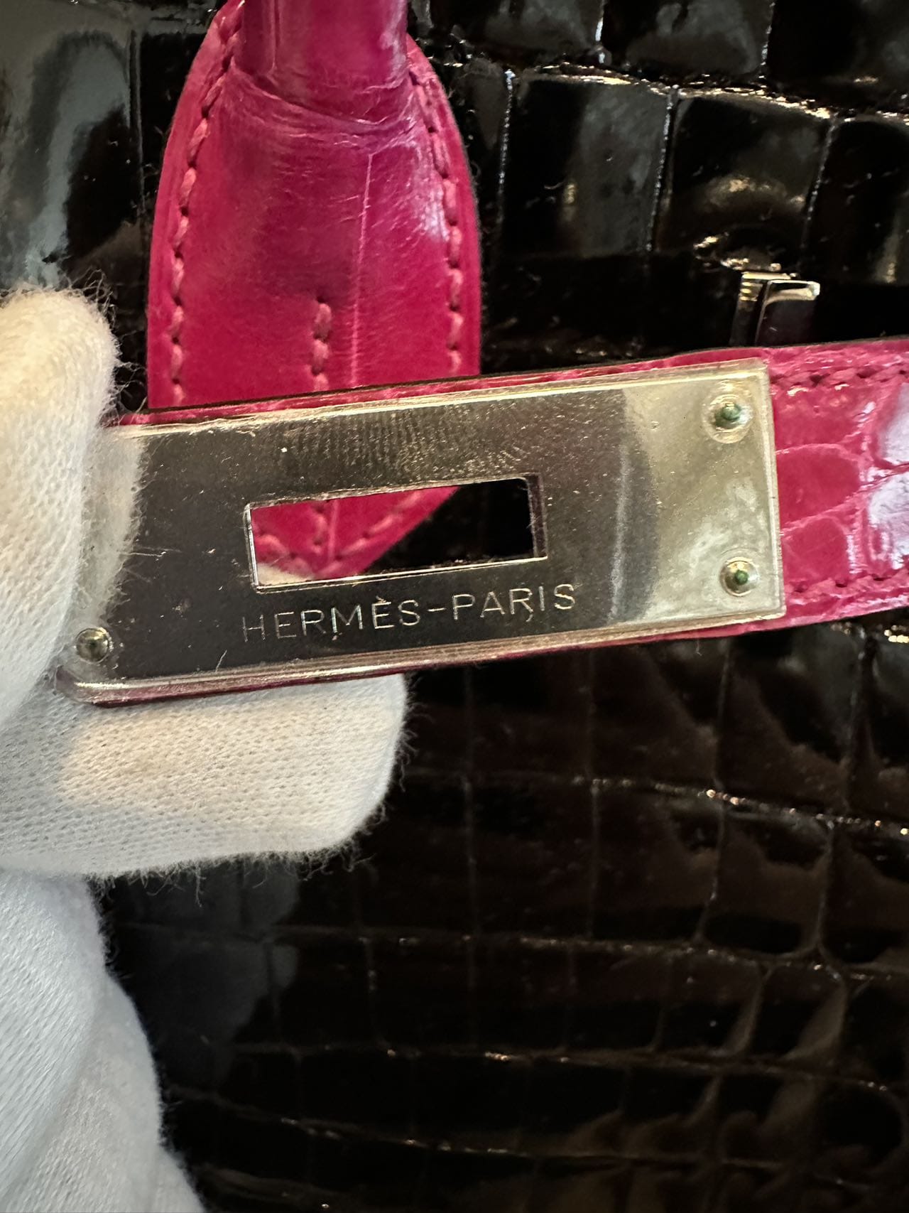 LUXURY PROMISE Hermès Birkin 30 Touch Black & J5 Shiny Crocodile Skin Palladium Hardware