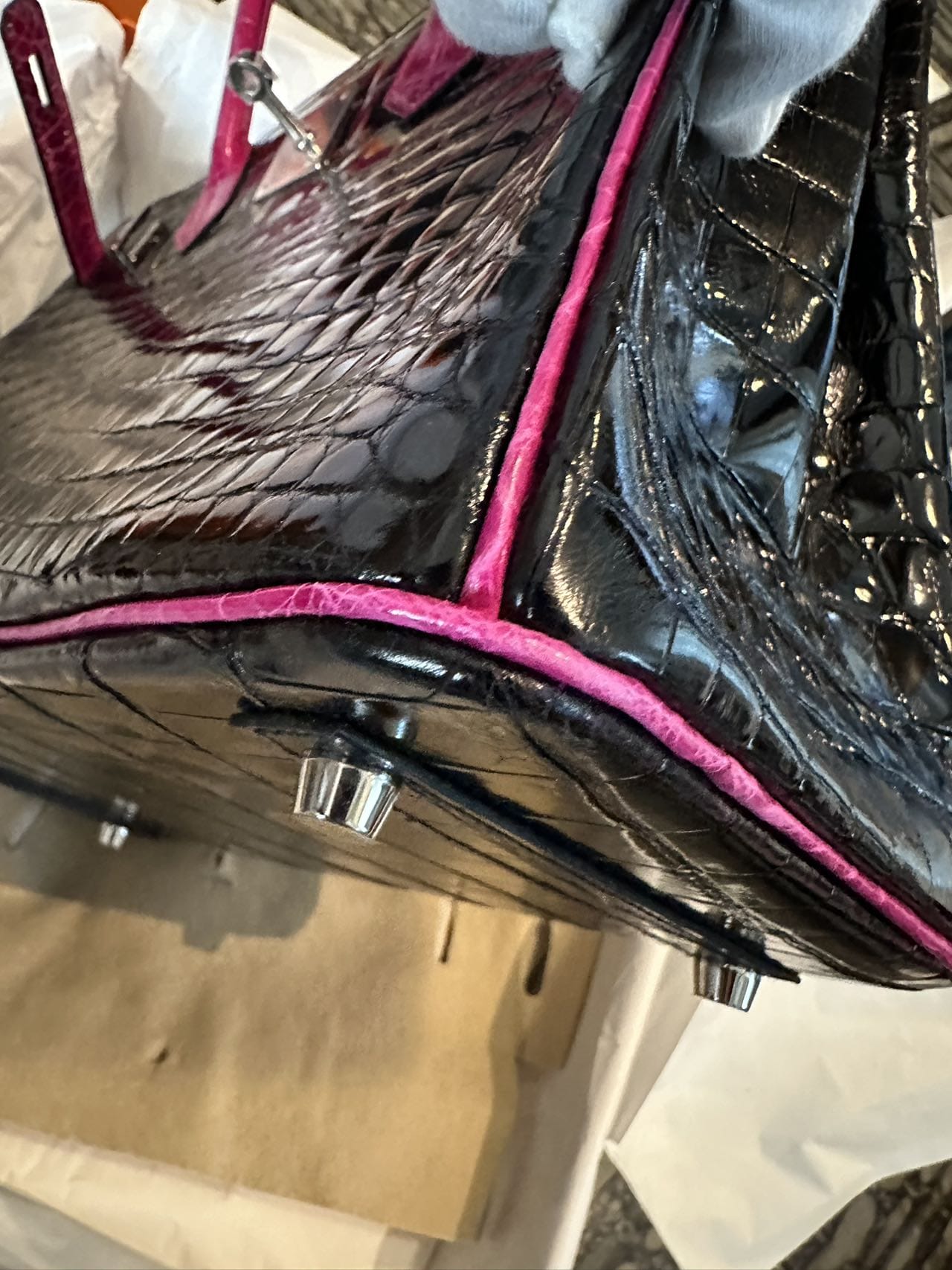 LUXURY PROMISE Hermès Birkin 30 Touch Black & J5 Shiny Crocodile Skin Palladium Hardware