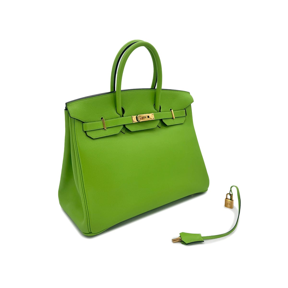 LUXURY PROMISE HERMES BIRKIN 35 APPLE GREEN VEAU SWIFT HAND BAG □C GHW 90286860