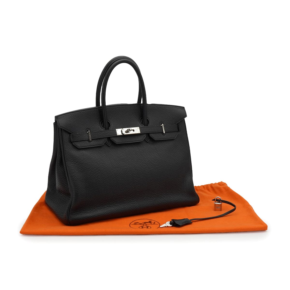 LUXURY PROMISE HERMES BIRKIN 35 BLACK TOGO HAND BAG 2004 SQUARE H PALLADIUM HARDWARE 90341158