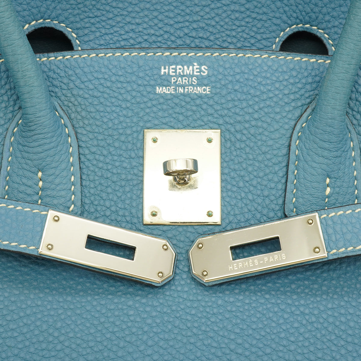 LUXURY PROMISE HERMES BIRKIN 35 BLUE JEAN TOGO HAND BAG 2004 SQUARE H PALLADIUM HARDWARE 90342735