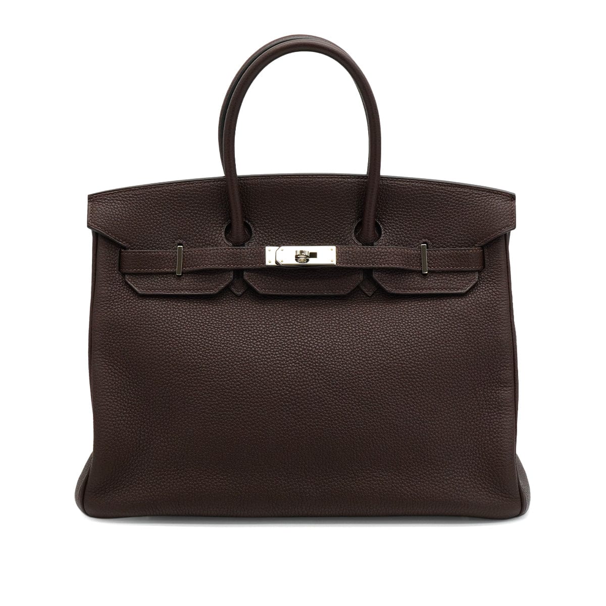 LUXURY PROMISE HERMES BIRKIN 35 CHOCOLAT TOGO HAND BAG 2005 SQUARE I PALLADIUM HARDWARE 90342563