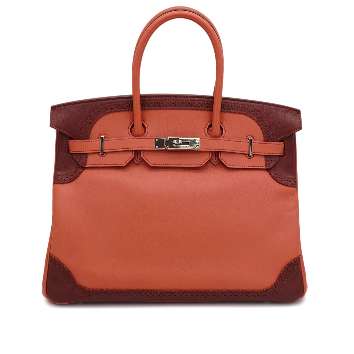 LUXURY PROMISE HERMES BIRKIN 35 GHILLIES ROSY ROUGE H VEAU SWIFT HAND BAG 2012 SQUARE P PALLADIUM HARDWARE 90335721