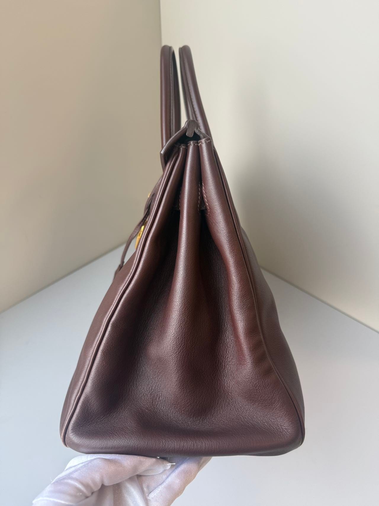 LUXURY PROMISE Hermès Birkin 35 in Mocca Box Calfskin with Gold Hardware