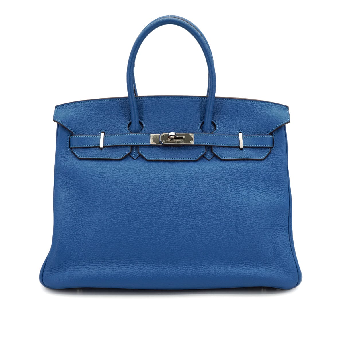 LUXURY PROMISE HERMES BIRKIN 35 MYKONOS TAURILLON CLEMENCE HAND BAG 2011 SQUARE O PALLADIUM HARDWARE 90331419