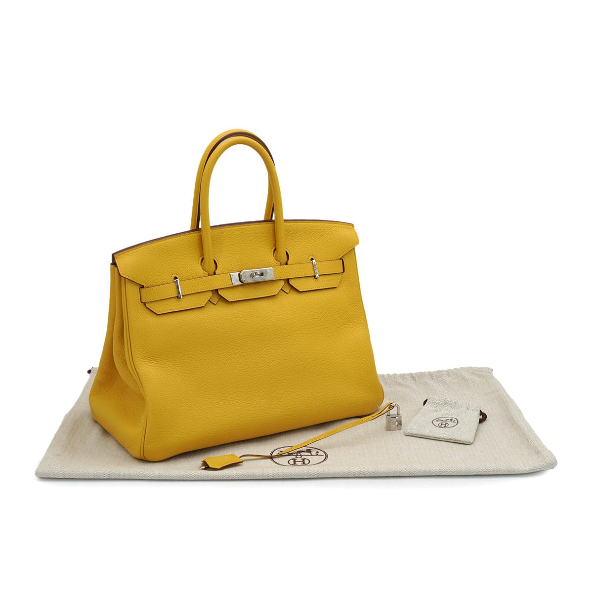 LUXURY PROMISE HERMES BIRKIN 35 SOLEIL TOGO HAND BAG 2009 SQUARE M PALLADIUM HARDWARE 90334123