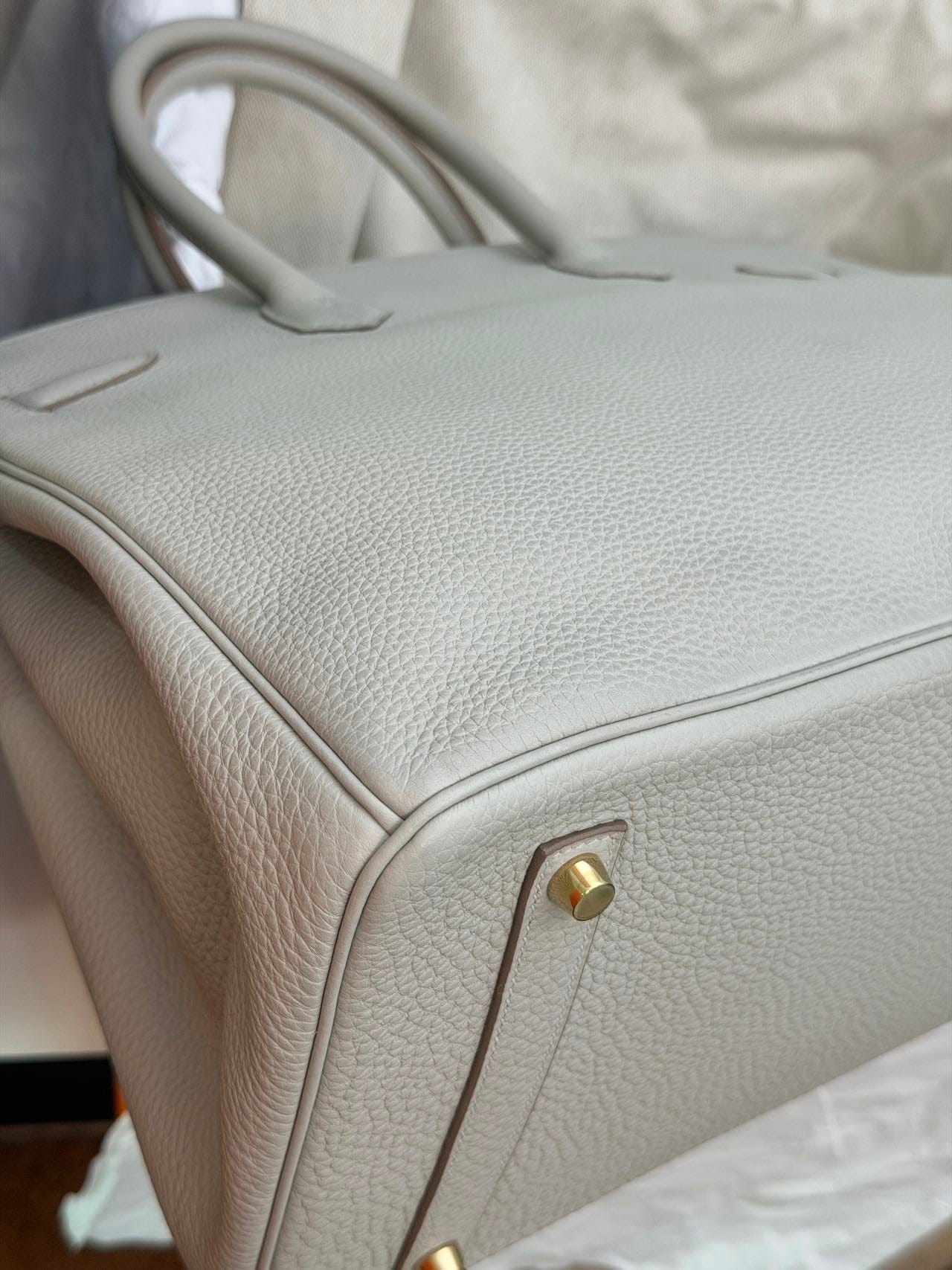 LUXURY PROMISE Hermès Birkin 35 Togo Pearl Gray Gold Hardware Y Stamp