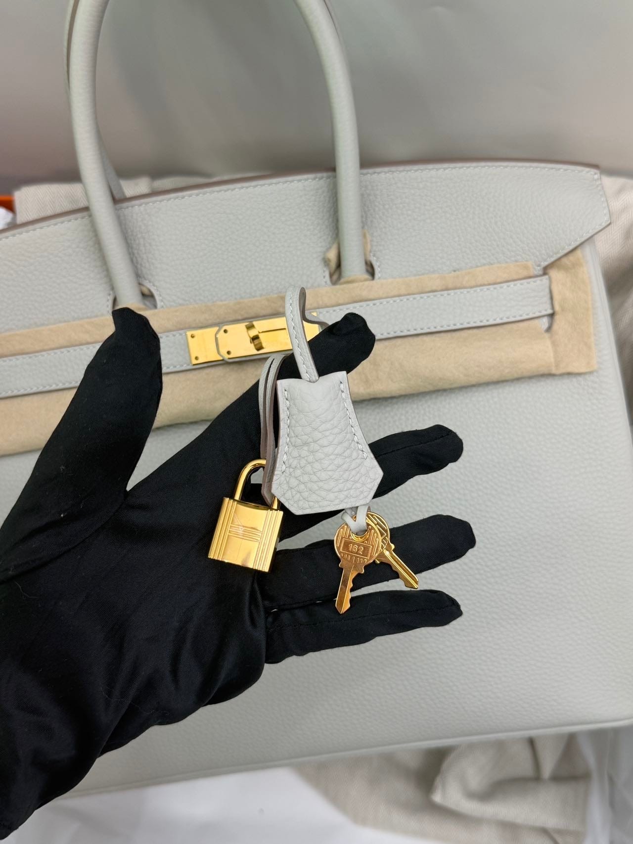 LUXURY PROMISE Hermès Birkin 35 Togo Pearl Gray Gold Hardware Y Stamp
