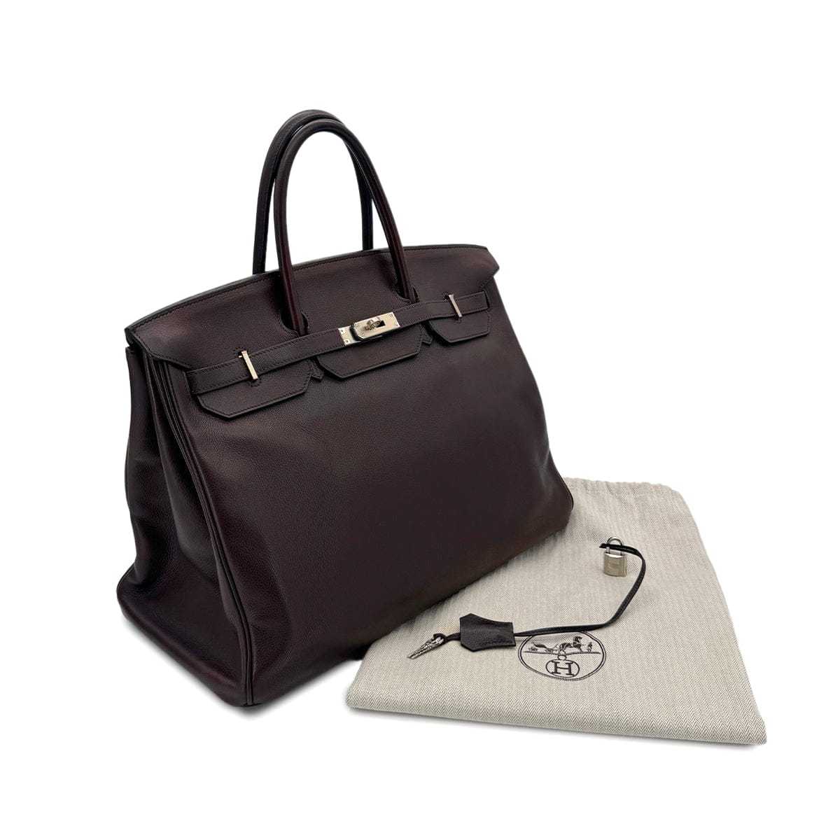 Luxury Promise HERMES BIRKIN 40 EBENE EVERCOLOR HAND BAG □M SHW 90297253