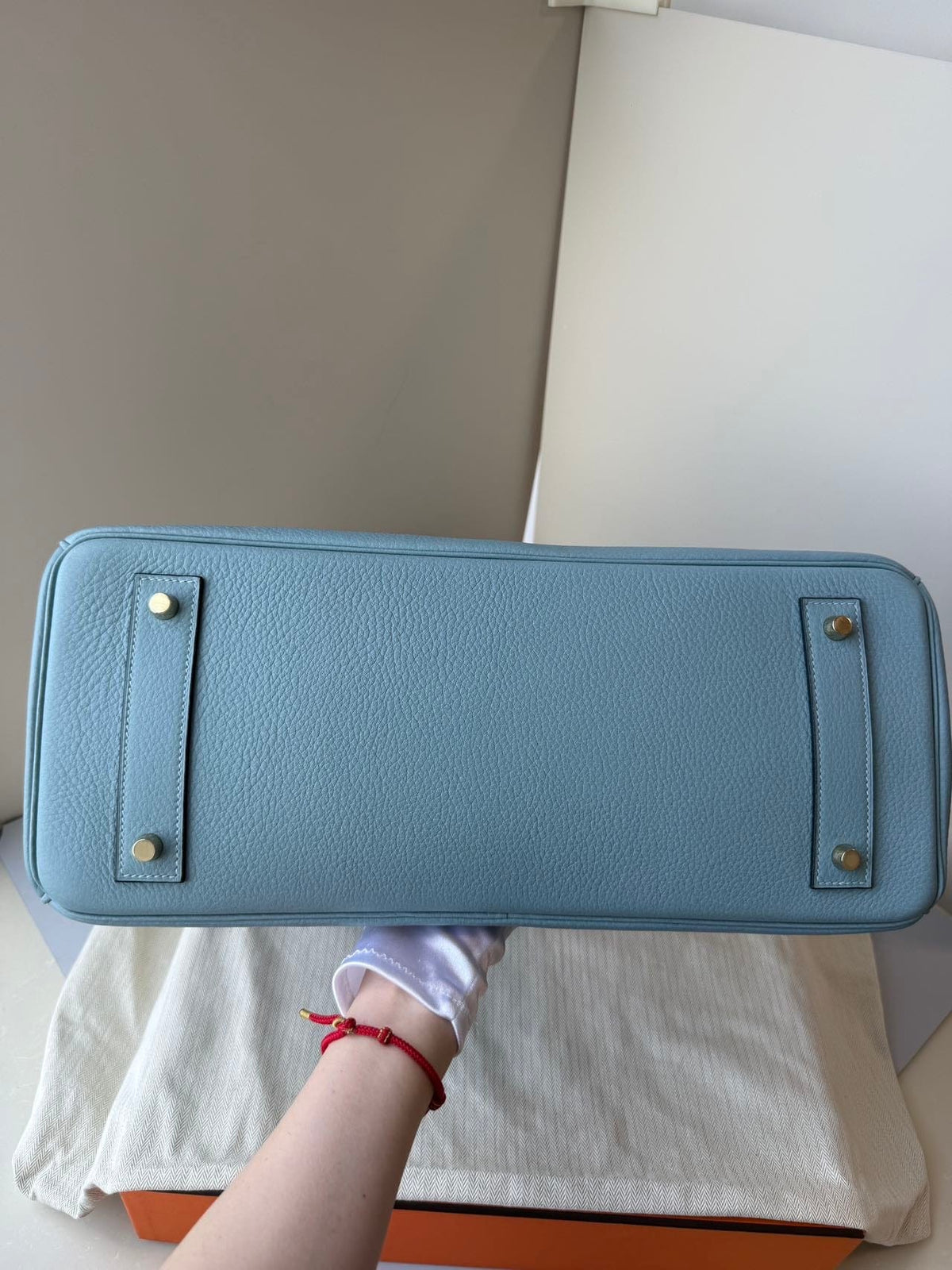 LUXURY PROMISE Hermès Blue Birkin Shoulder Bag GHW Square M
