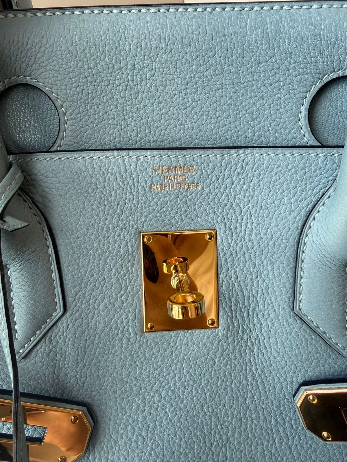 LUXURY PROMISE Hermès Blue Birkin Shoulder Bag GHW Square M