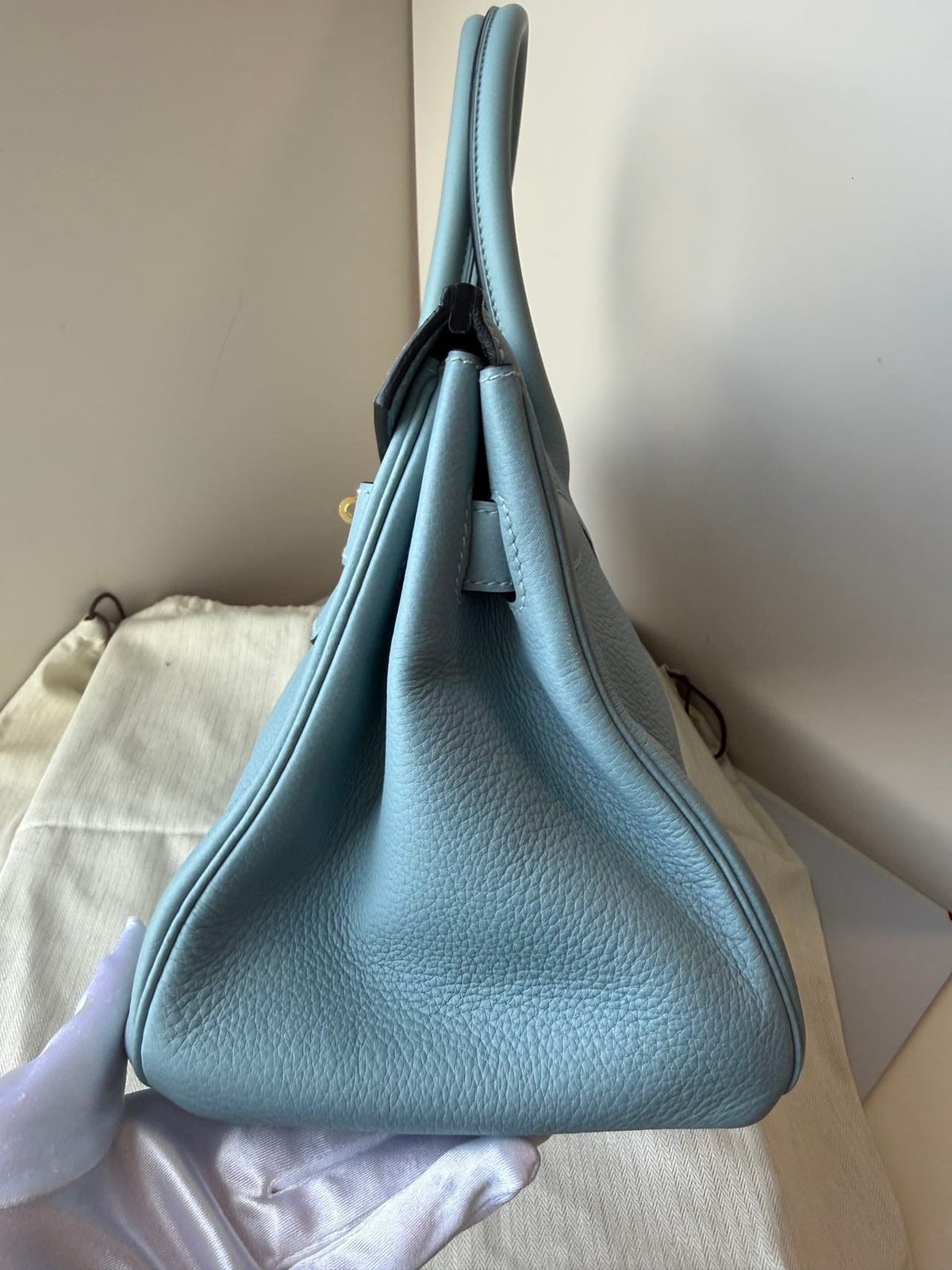 LUXURY PROMISE Hermès Blue Birkin Shoulder Bag GHW Square M