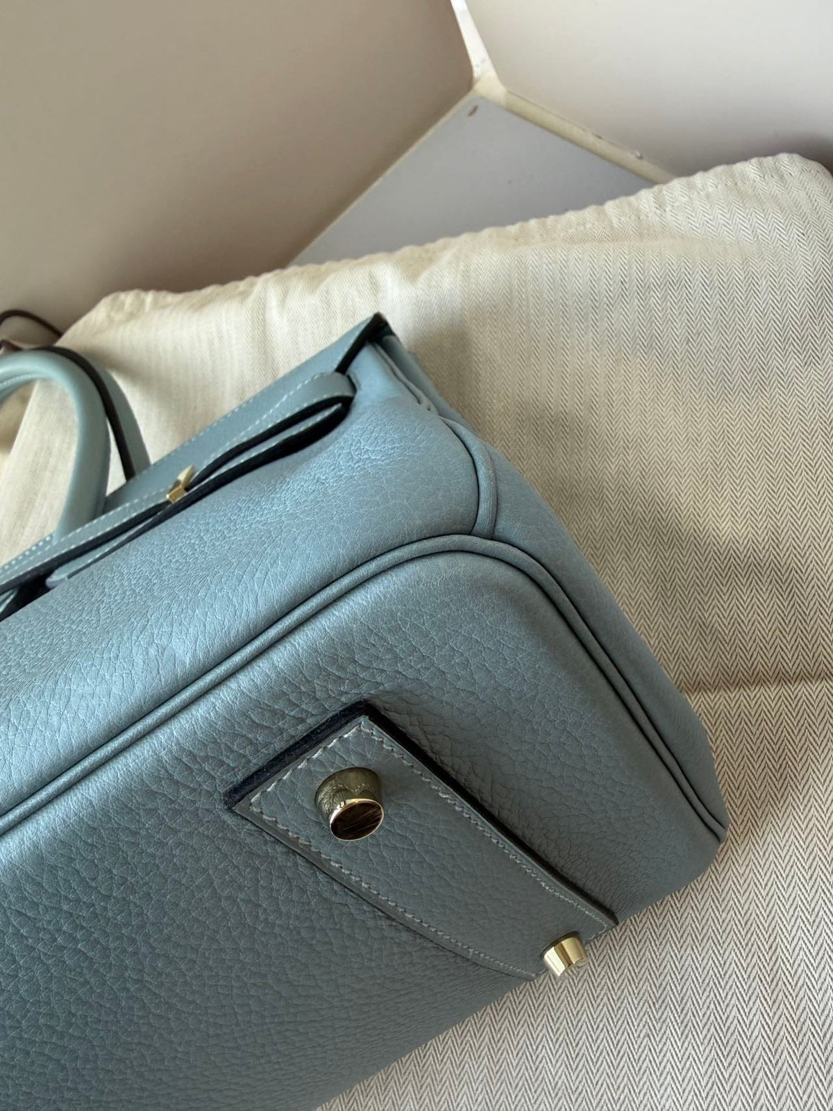 LUXURY PROMISE Hermès Blue Birkin Shoulder Bag GHW Square M