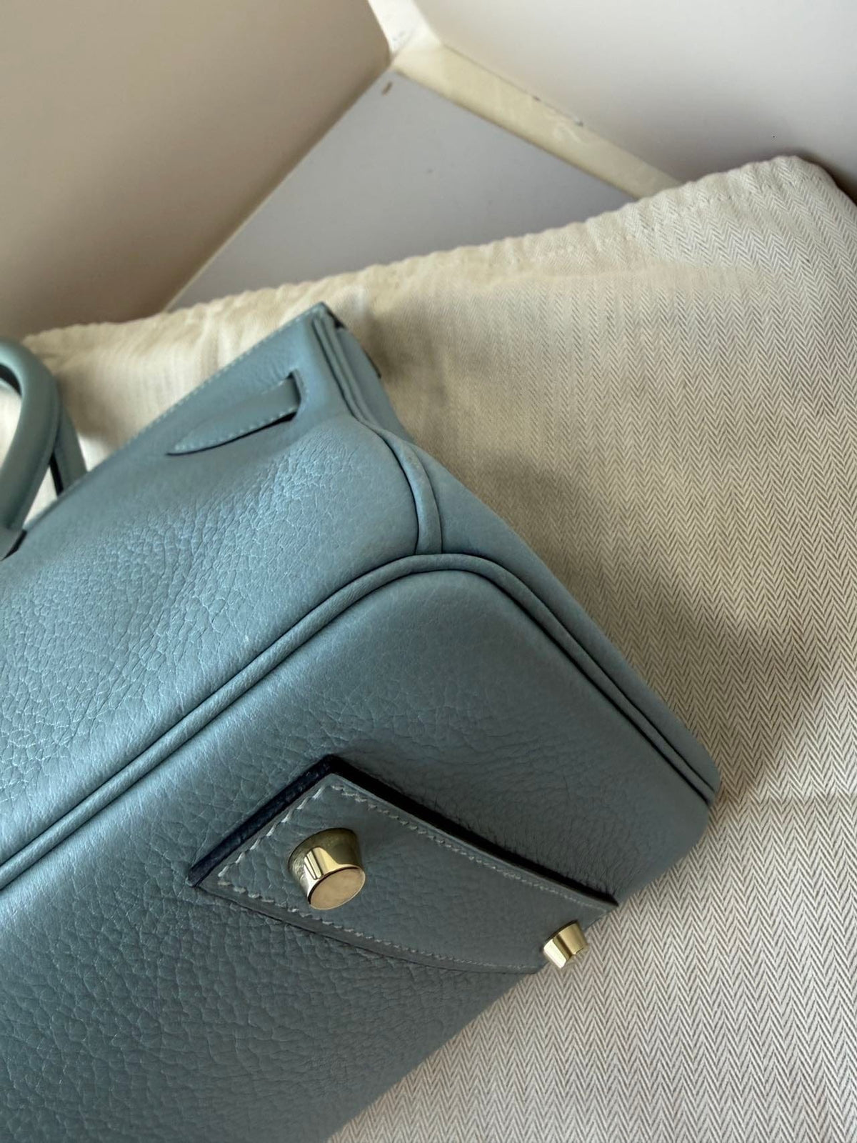 LUXURY PROMISE Hermès Blue Birkin Shoulder Bag GHW Square M