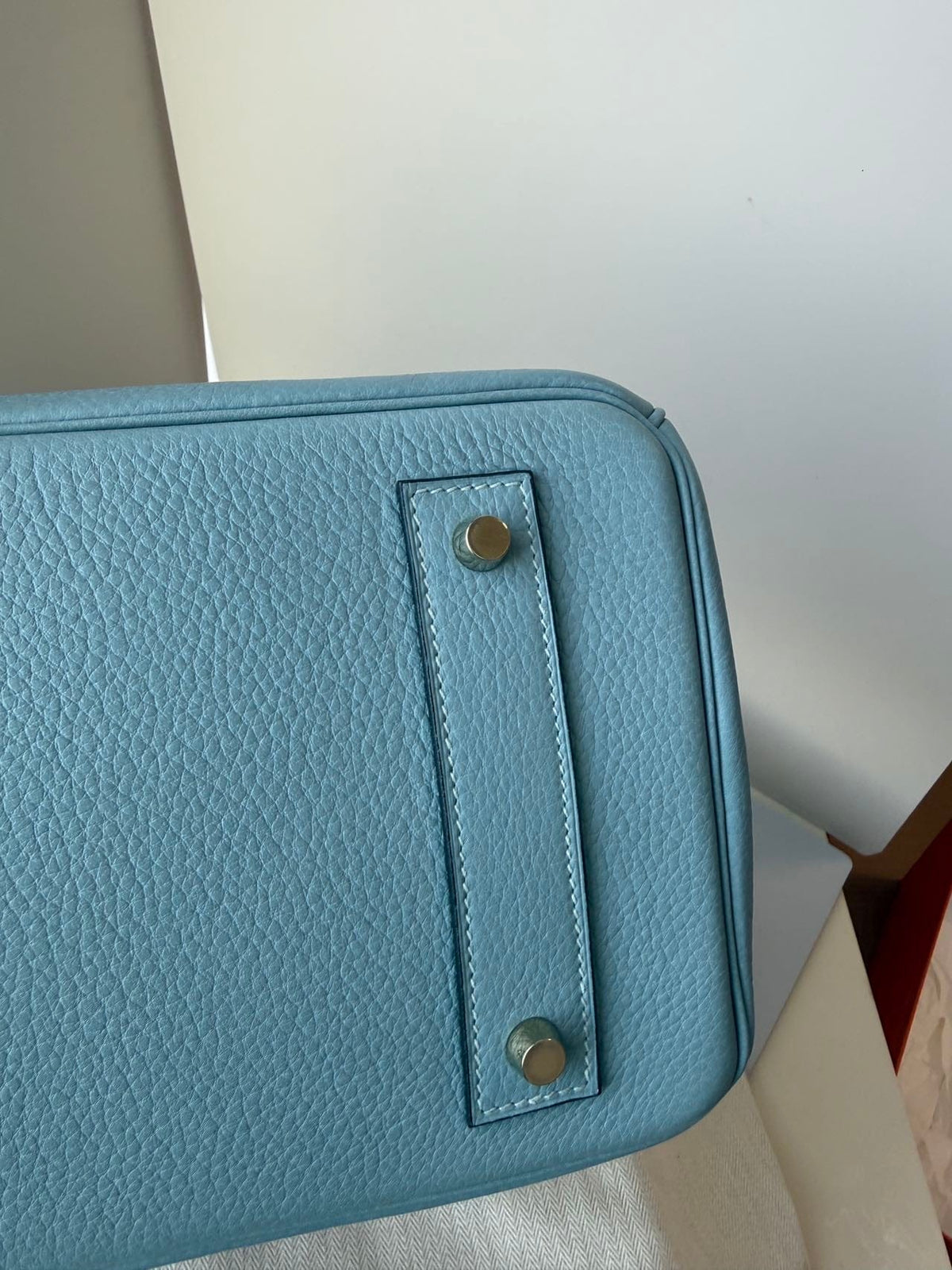 LUXURY PROMISE Hermès Blue Birkin Shoulder Bag GHW Square M