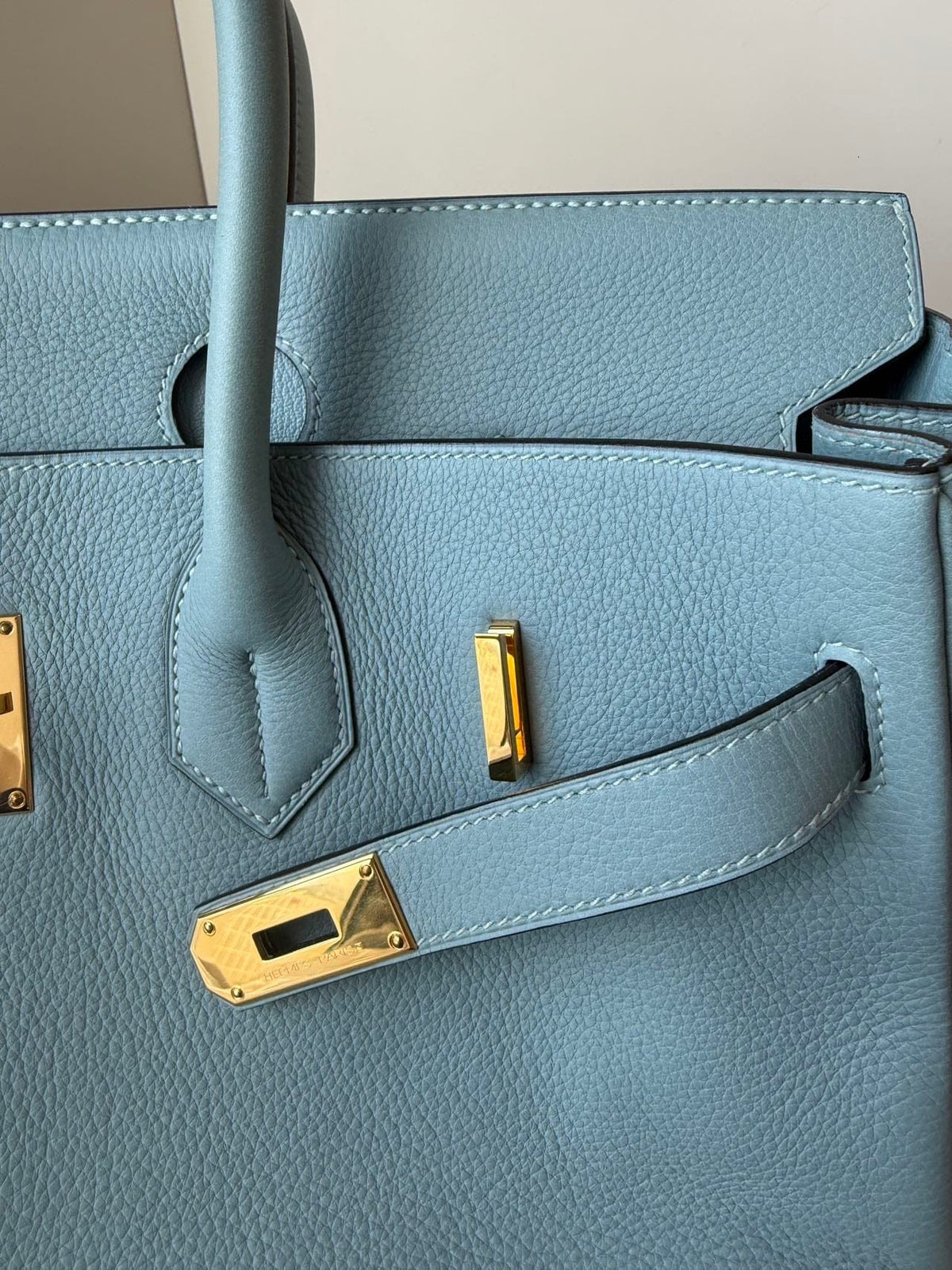 LUXURY PROMISE Hermès Blue Birkin Shoulder Bag GHW Square M