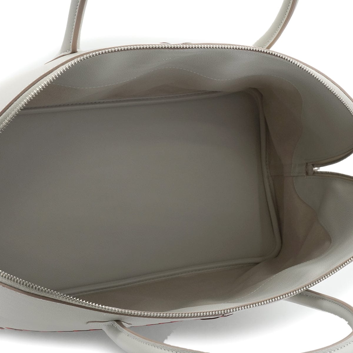 LUXURY PROMISE HERMES BOLIDE 1923 BASEBALL 45 GRIS PERLE ROUGE CASAQUE EVERCOLOR HAND BAG 2018 C STAMP PALLADIUM HARDWARE 90335571