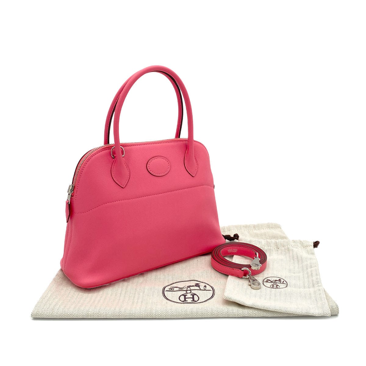 LUXURY PROMISE HERMES BOLIDE 27 ROSE AZALEE VEAU SWIFT HAND SHOULDER BAG A 90285098