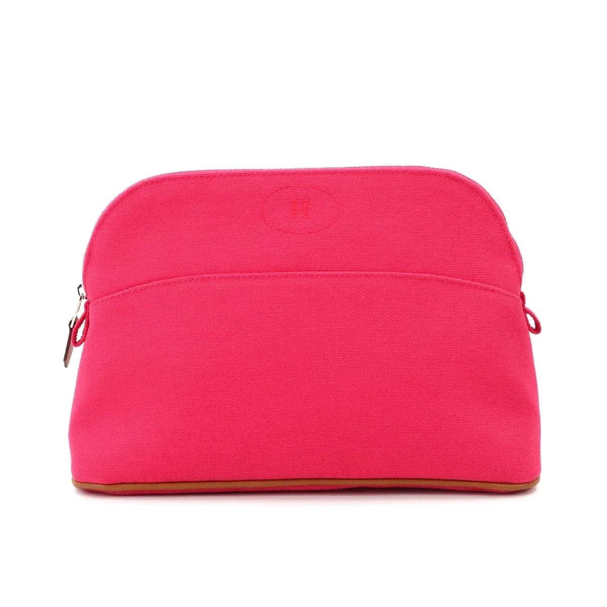 LUXURY PROMISE HERMES Bolide Pouch MM Cotton Canvas Leather Hibiscus Purse 90321712