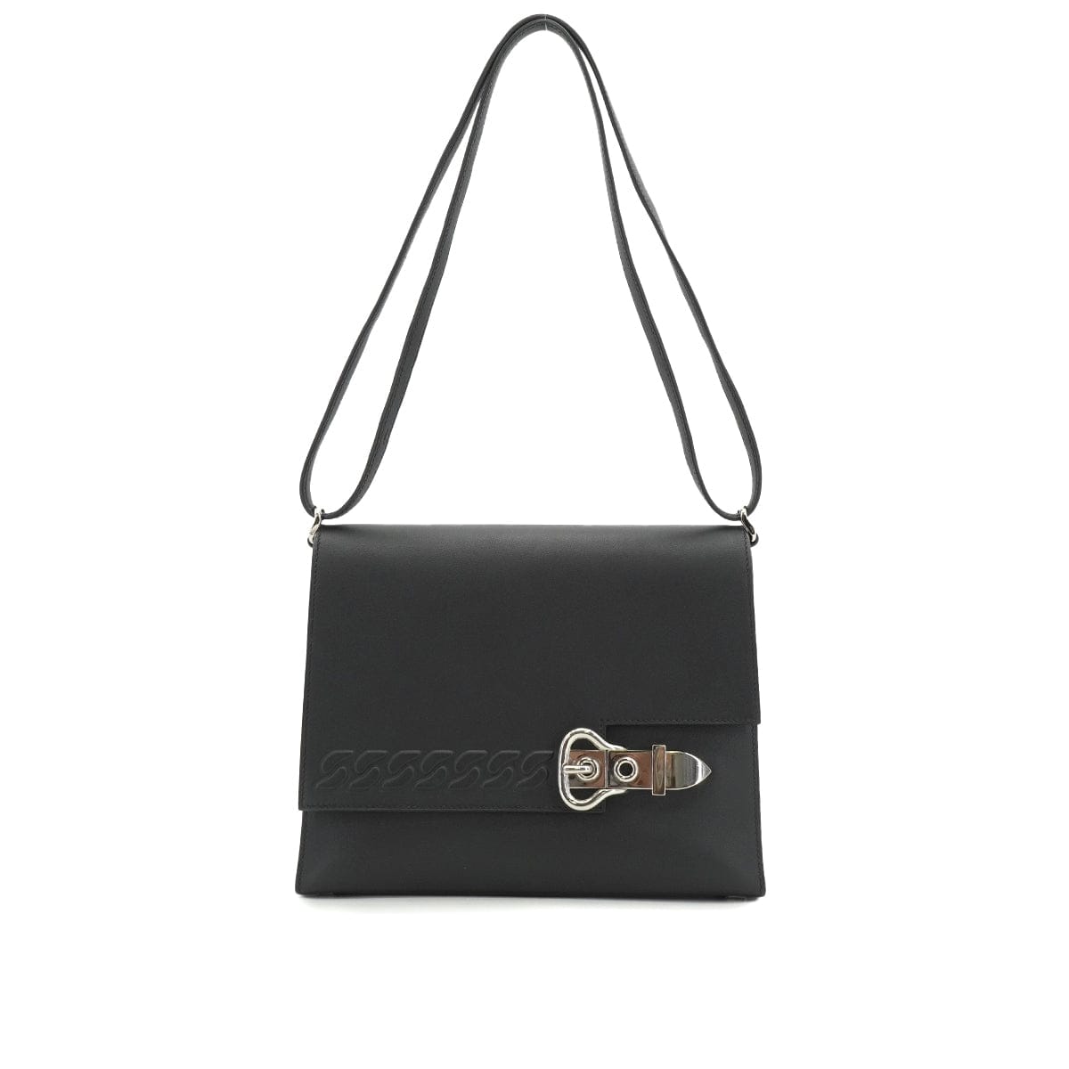 LUXURY PROMISE HERMES BOUCLE SELLIER BLACK VEAU SWIFT HAND SHOULDER BAG 2023 B STMP PALLADIUM HARDWARE 90335568