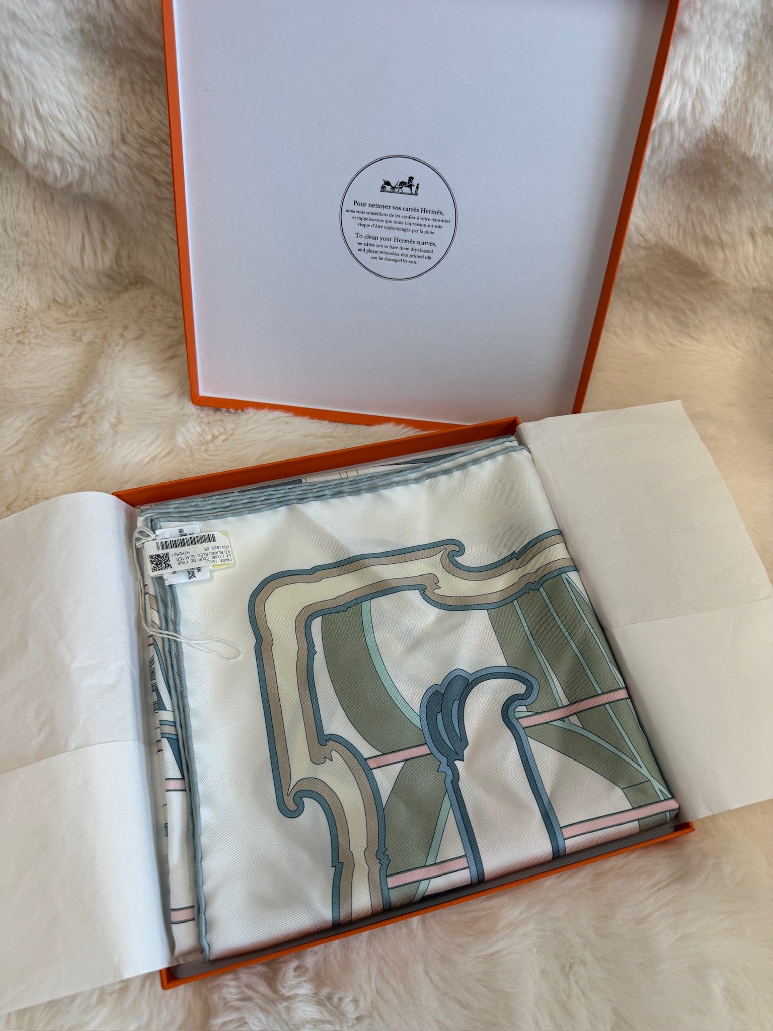 Luxury Promise Hermès Carré 90 Silk Scarf - "La  Ligne Coup de Fouet"  New with Box