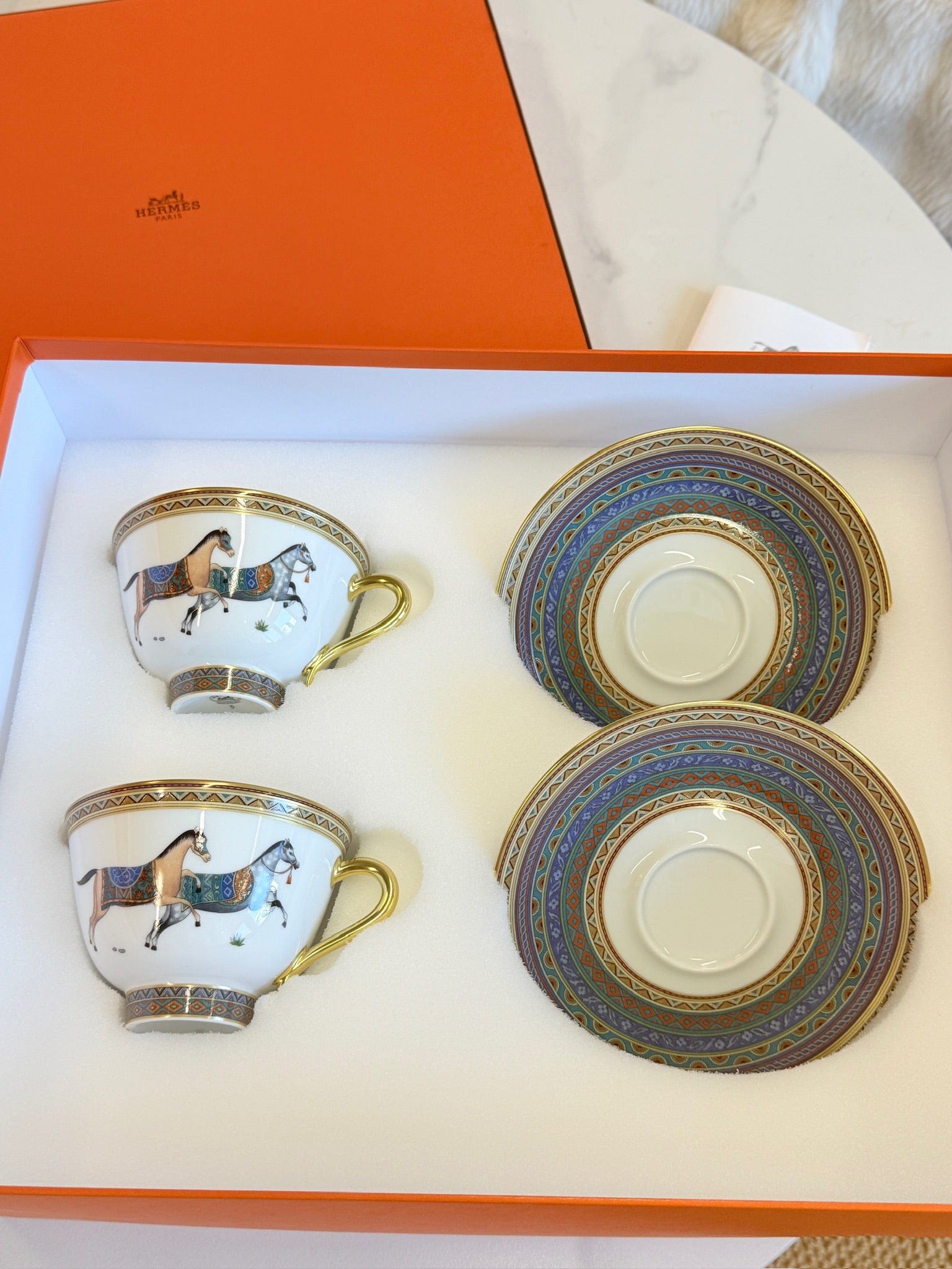 Luxury Promise Hermès "Cheval d'Orient" Coffee Cup & Saucer Set