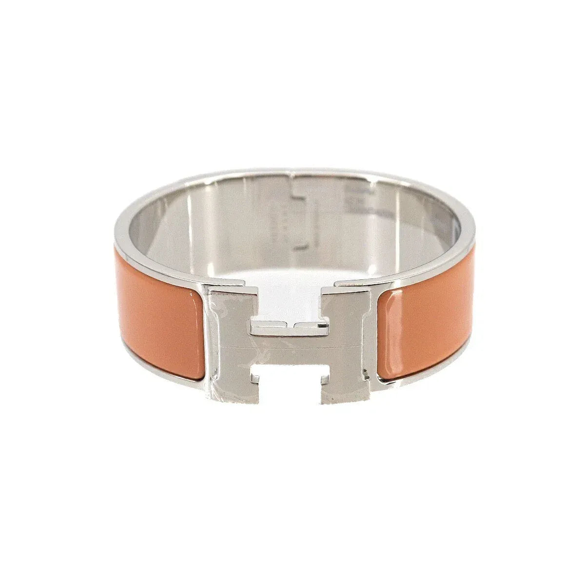 LUXURY PROMISE HERMES Clic Clac H GM Bangle Orange Mandarin Silver Accessory 90325475