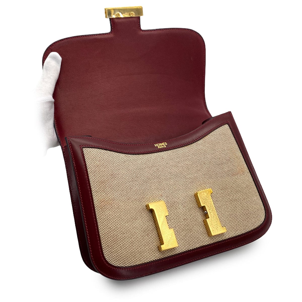LUXURY PROMISE HERMES CONSTANCE 24 ROUGE H BOX CALF TOILE H SHOULDER BAG 1985 CIRCLE O GOLD HARDWARE 90325610