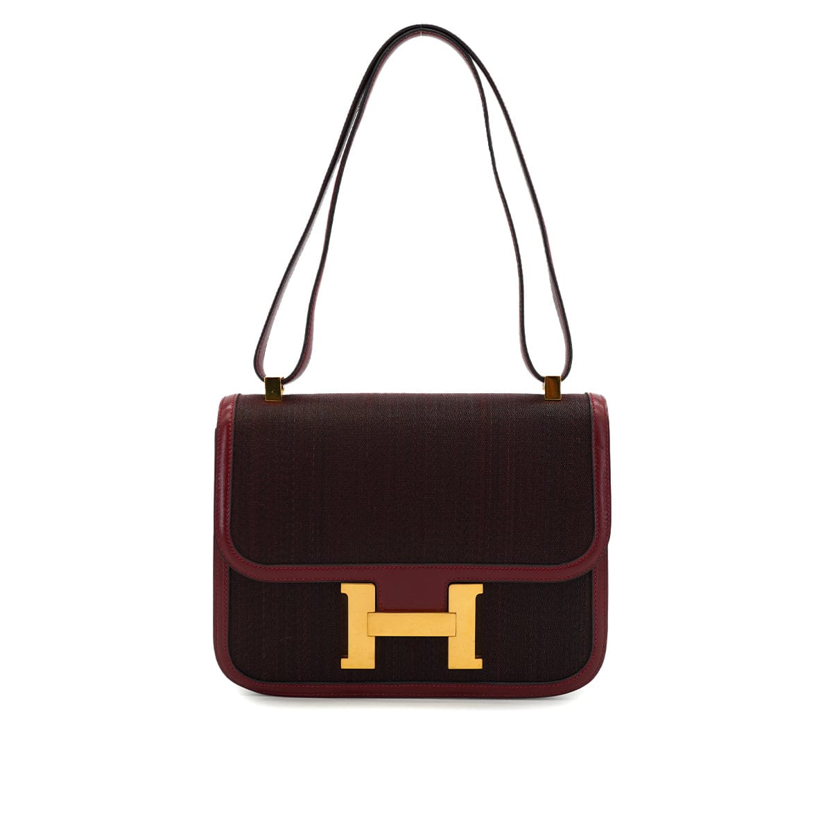 LUXURY PROMISE HERMES CONSTANCE 24 ROUGE H CRINOLINE BOX CALF SHOULDER BAG 1978 CIRCLE H GOLD HARDWARE 90332920