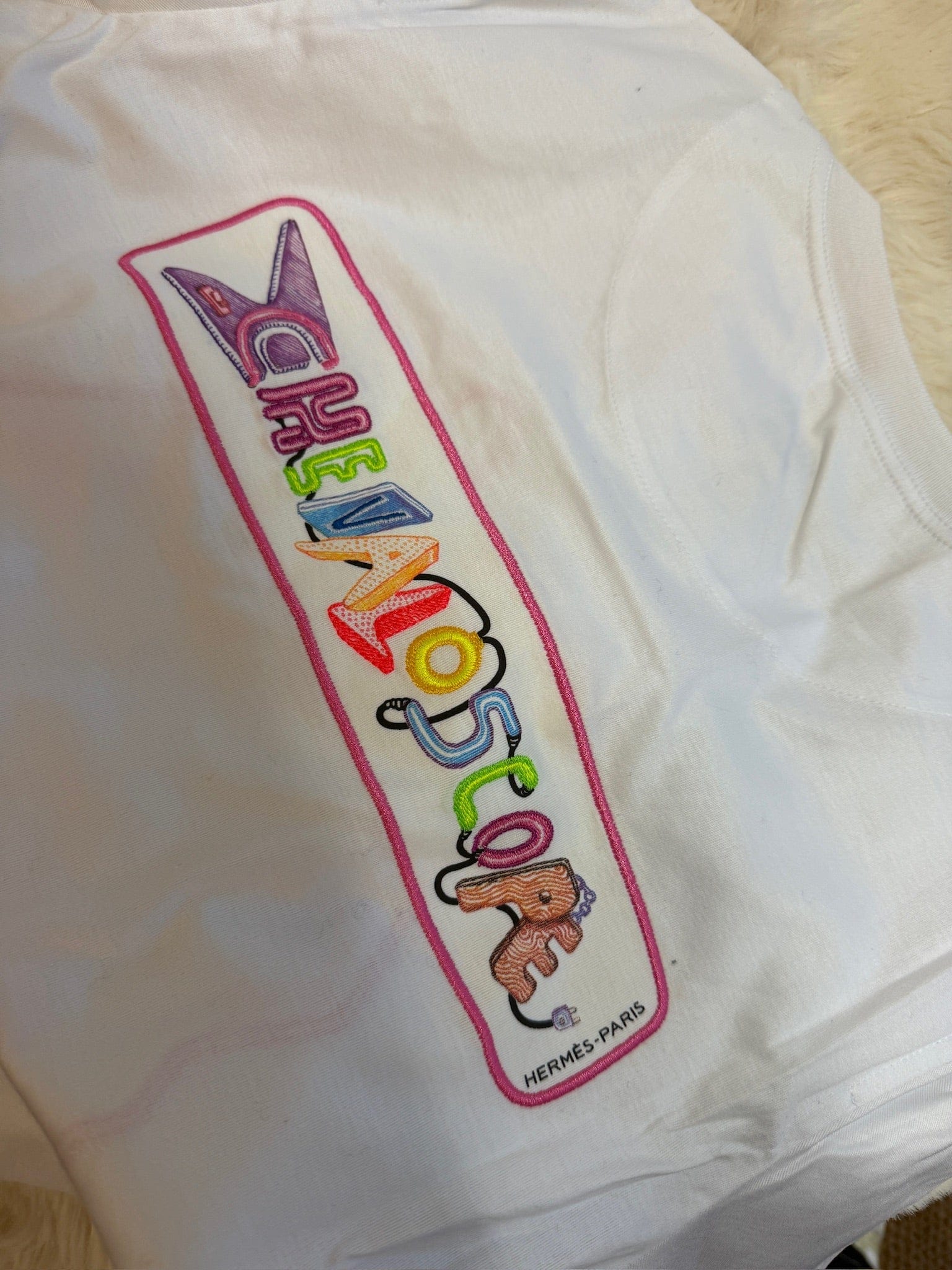Luxury Promise Hermès Embroidered T-Shirt Dress - White