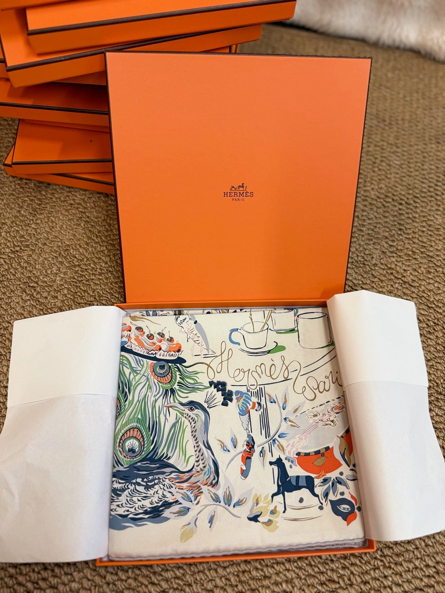 LUXURY PROMISE Hermès “Emile’s Fantastic Night” 90cm Silk Scarf – 100% Twill Silk – Hand-rolled Edge