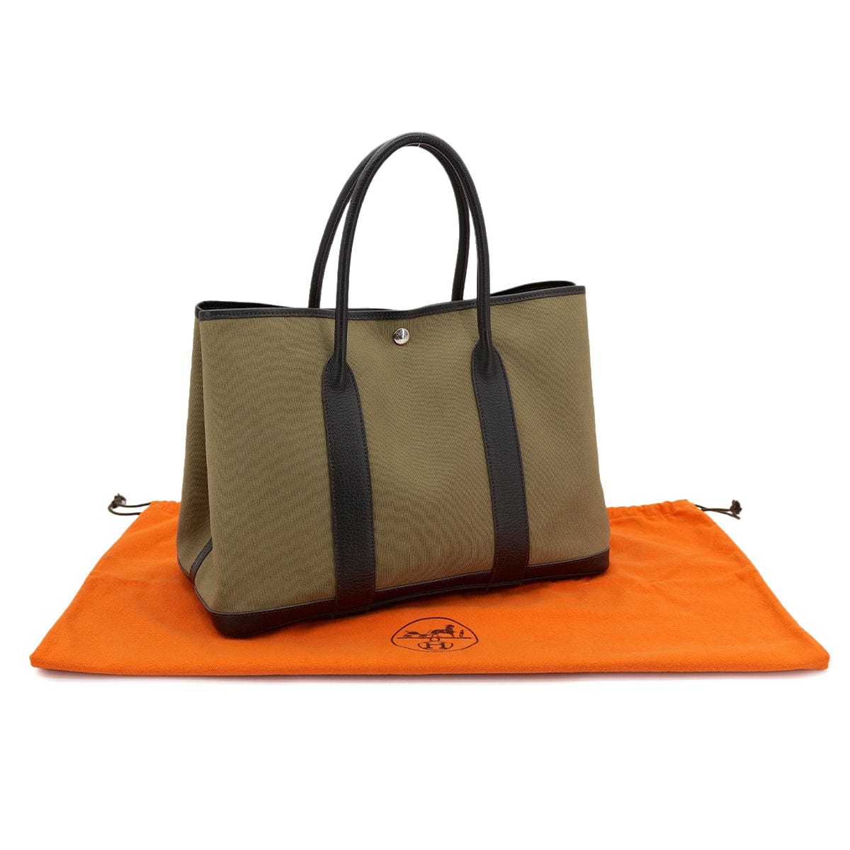 LUXURY PROMISE HERMES GARDEN PARTY PM KAHKI TOILE OFFICIER VEAU NEGONDA TOTE BAG □L 90304709