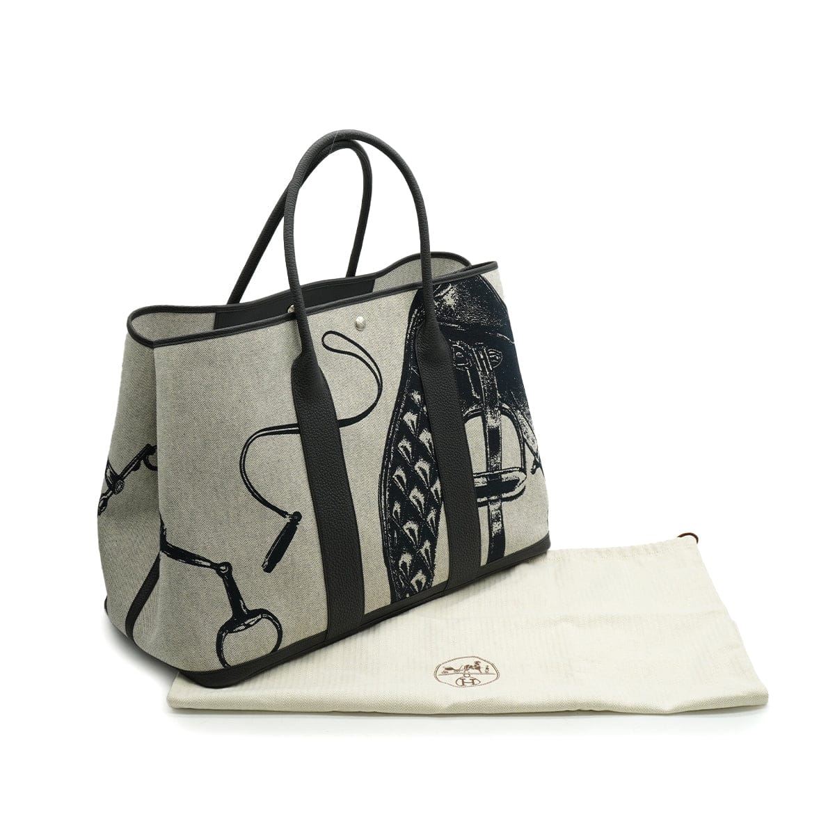 LUXURY PROMISE HERMES GARDEN PARTY VOYAGE GM BLACK TOILE H NEGONDA HAND BAG 2024 W STAMP 90340479