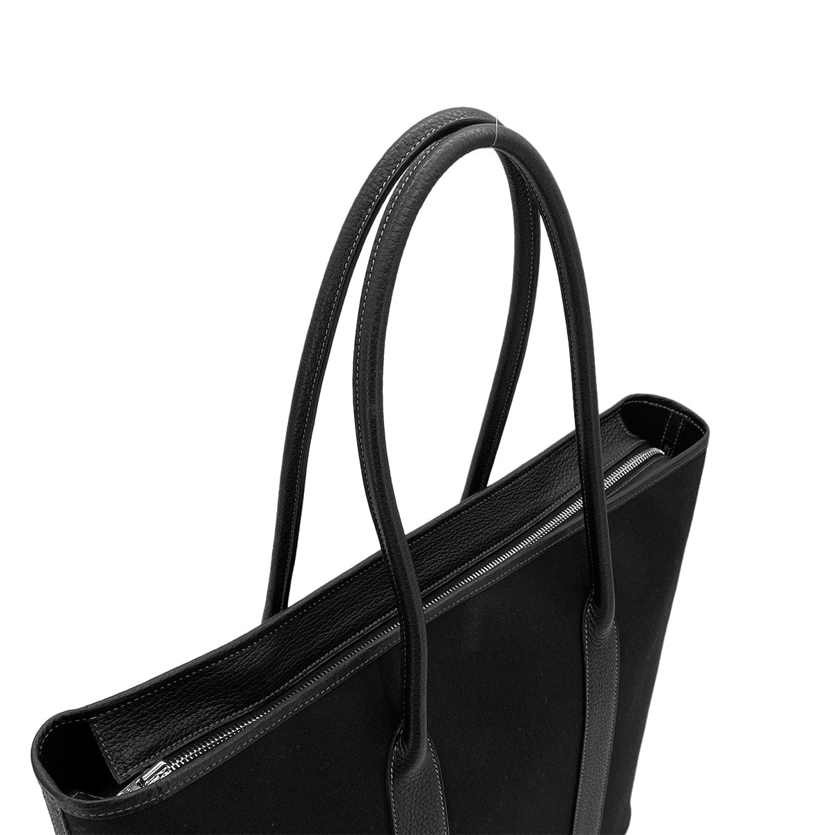 Luxury Promise HERMES GARDEN ZIP MM BLACK TOILE OFFICIER VEAU NEGONDA TOTE BAG 2009 SQUARE M 90325645