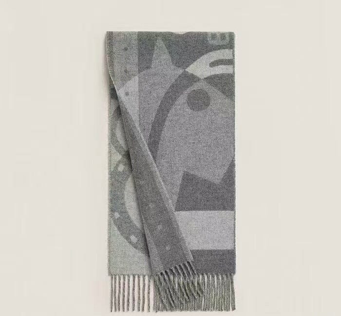 Luxury Promise Hermès Grey Geometric Cashmere scarf