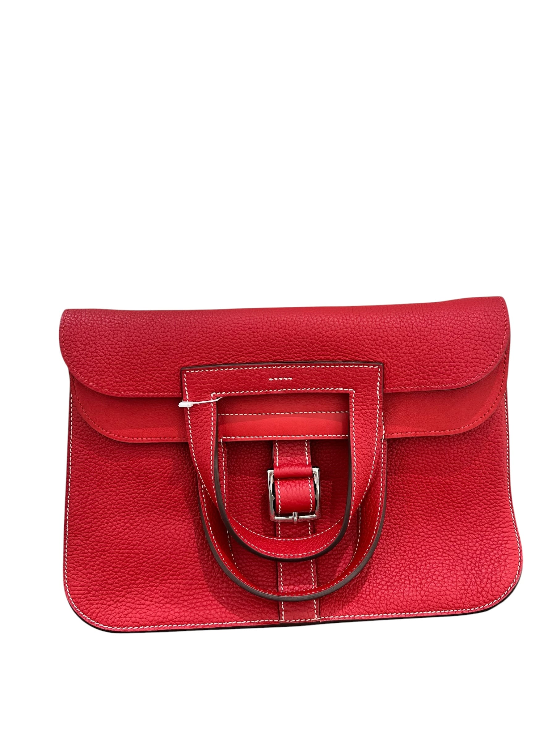 Luxury Promise Hermes Halzan 31 Rouge Casaque Clemence PHW #C H4142  SKCH4142