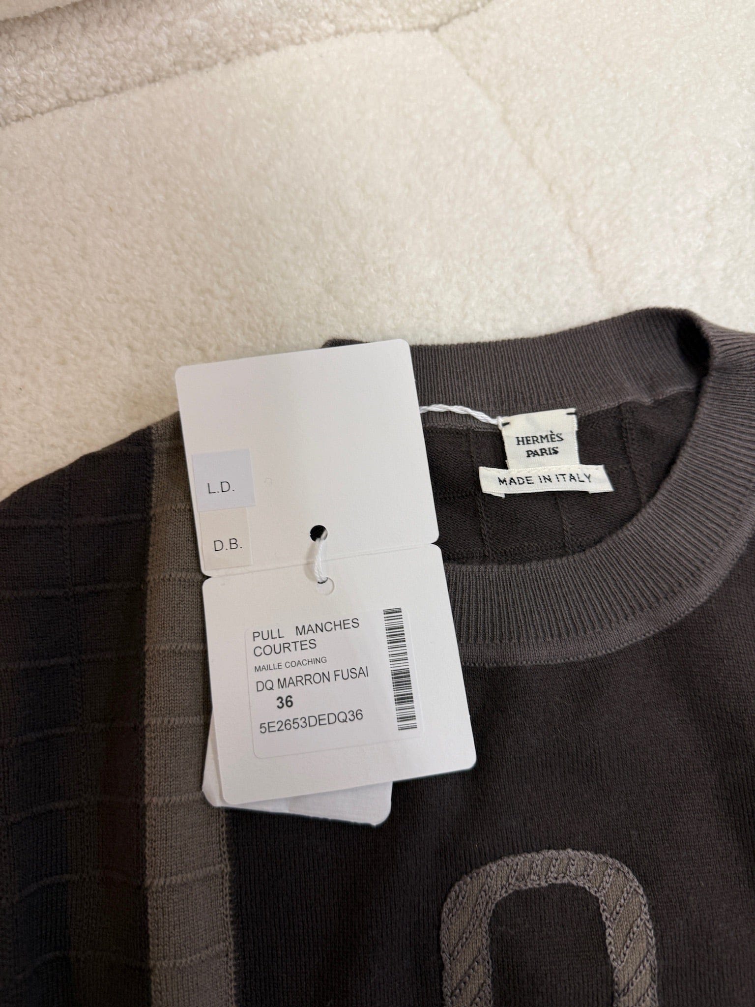 Luxury Promise Hermès Harness Embroidered Knit Top - Marron Fusain