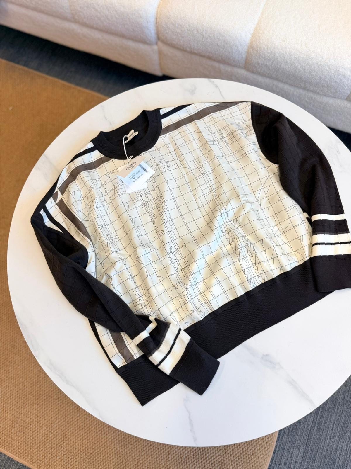 Luxury Promise Hermès Harness Print Sweater - Black Ivory