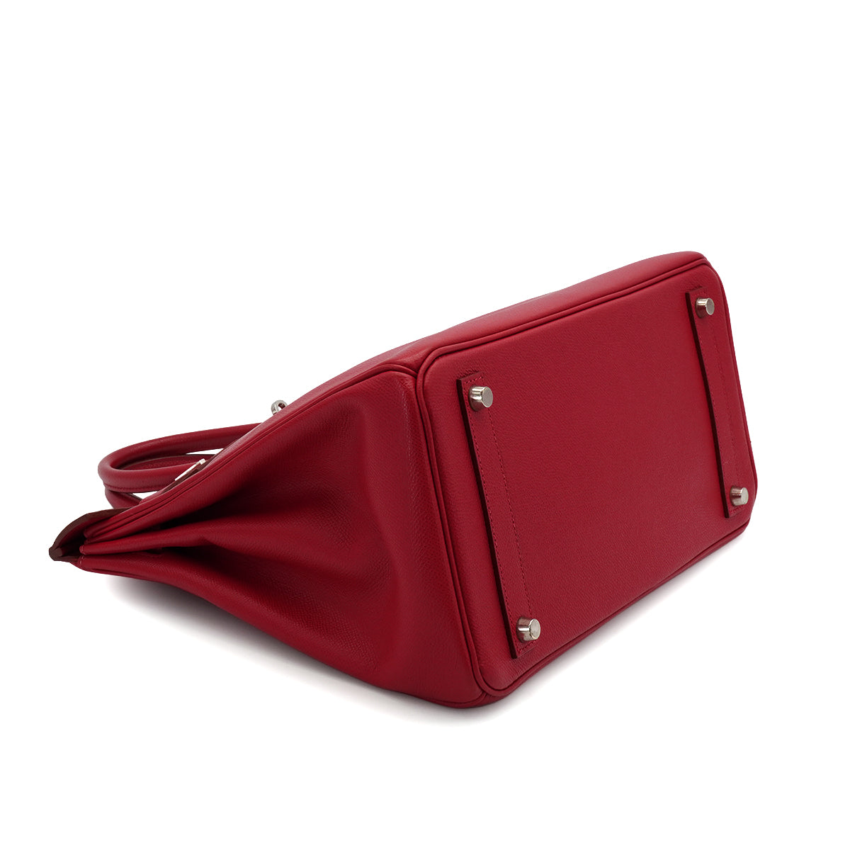 LUXURY PROMISE HERMES HAUT A COURROIES 32 ROUGE CASAQUE COUCHEVEL HAND BAG 2000 SQUARE D SILVER HARDWARE 90341716
