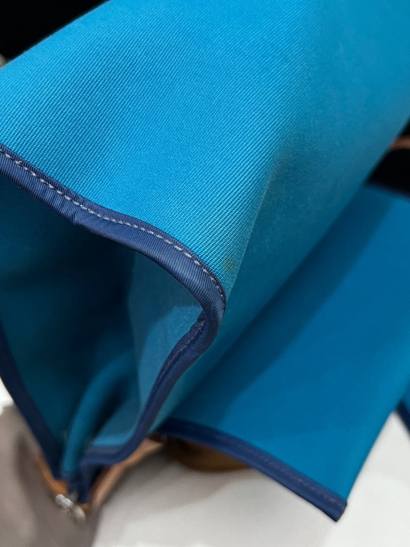 Luxury Promise Hermès Herbag 31 Blue Canvas Gold Brown Leather Palladium Hardware Q Stamp