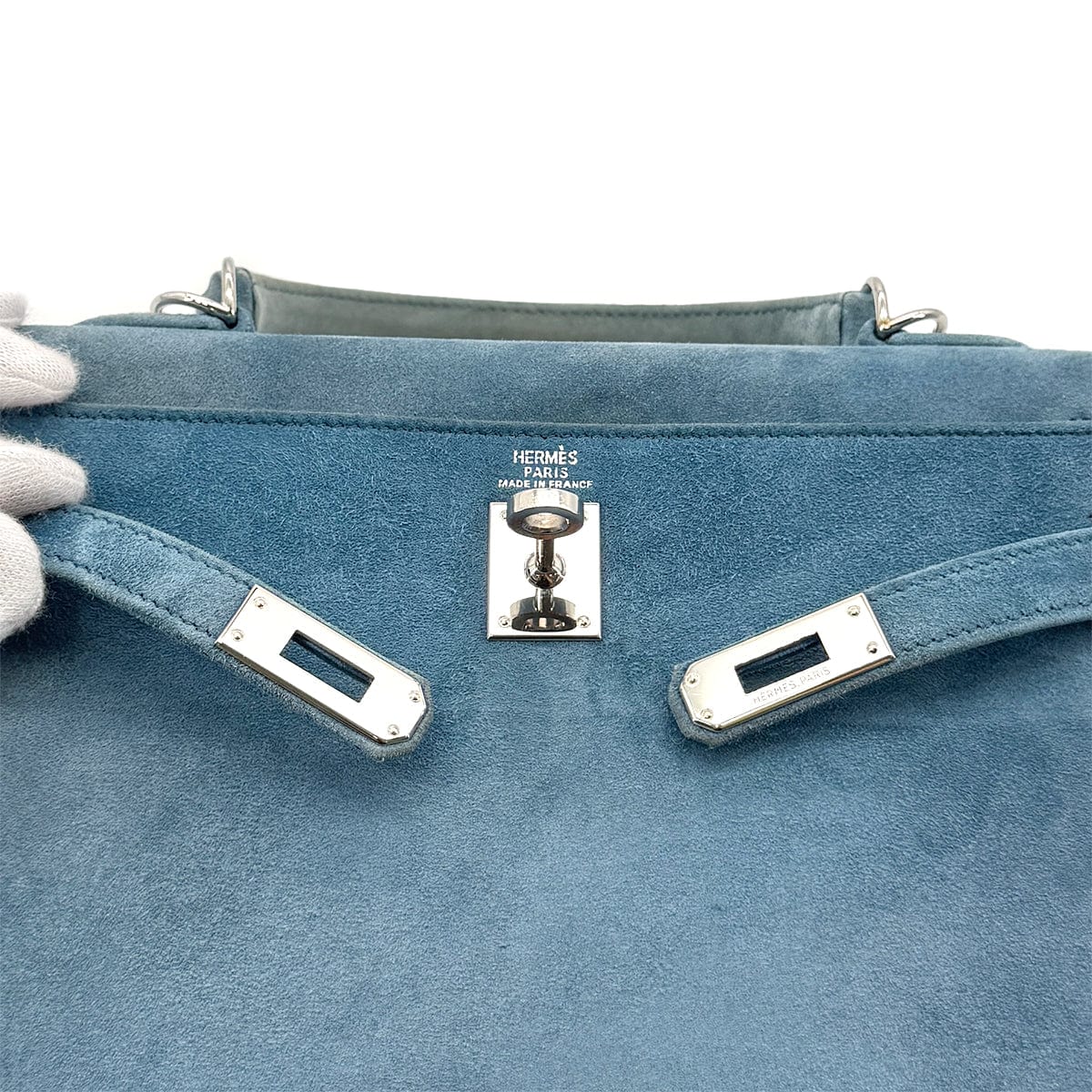 LUXURY PROMISE HERMES KELLY 25 SELLIER BLUE THALASSA DEBRIS HAND SHOULDER BAG □H SHW 90286019