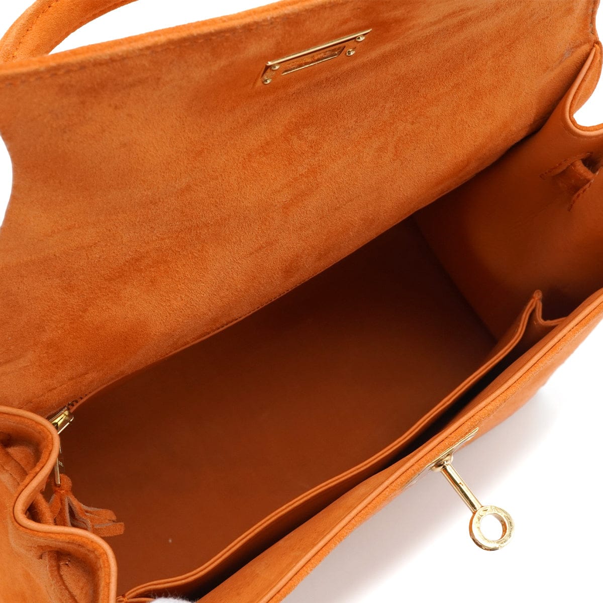 LUXURY PROMISE HERMES KELLY 25 SELLIER ORANGE DOBLIS HAND SHOULDER BAG K18 GOLD HARDWARE 90341905